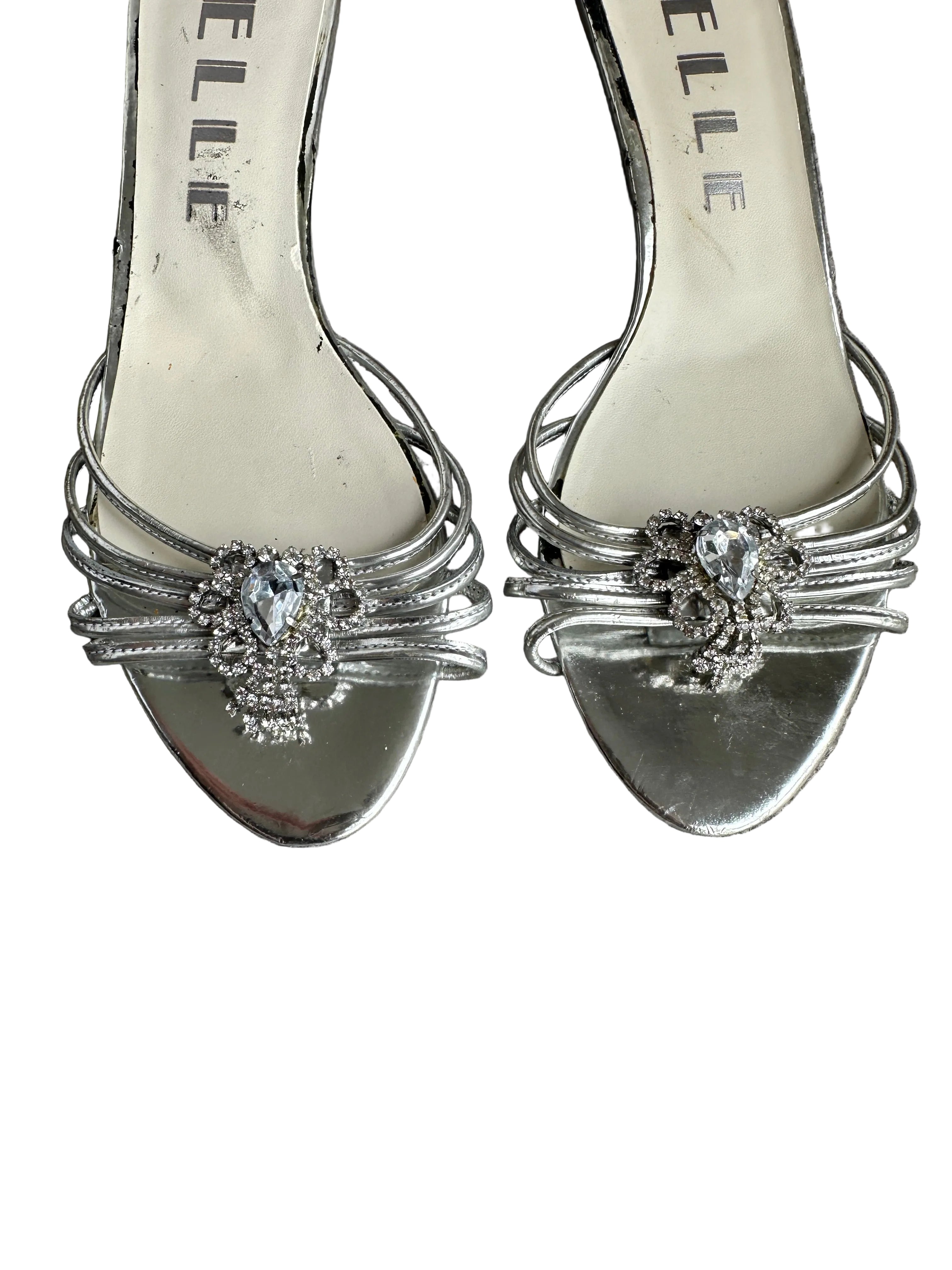 BELLE | Silver Formal Kitten Heels | 7