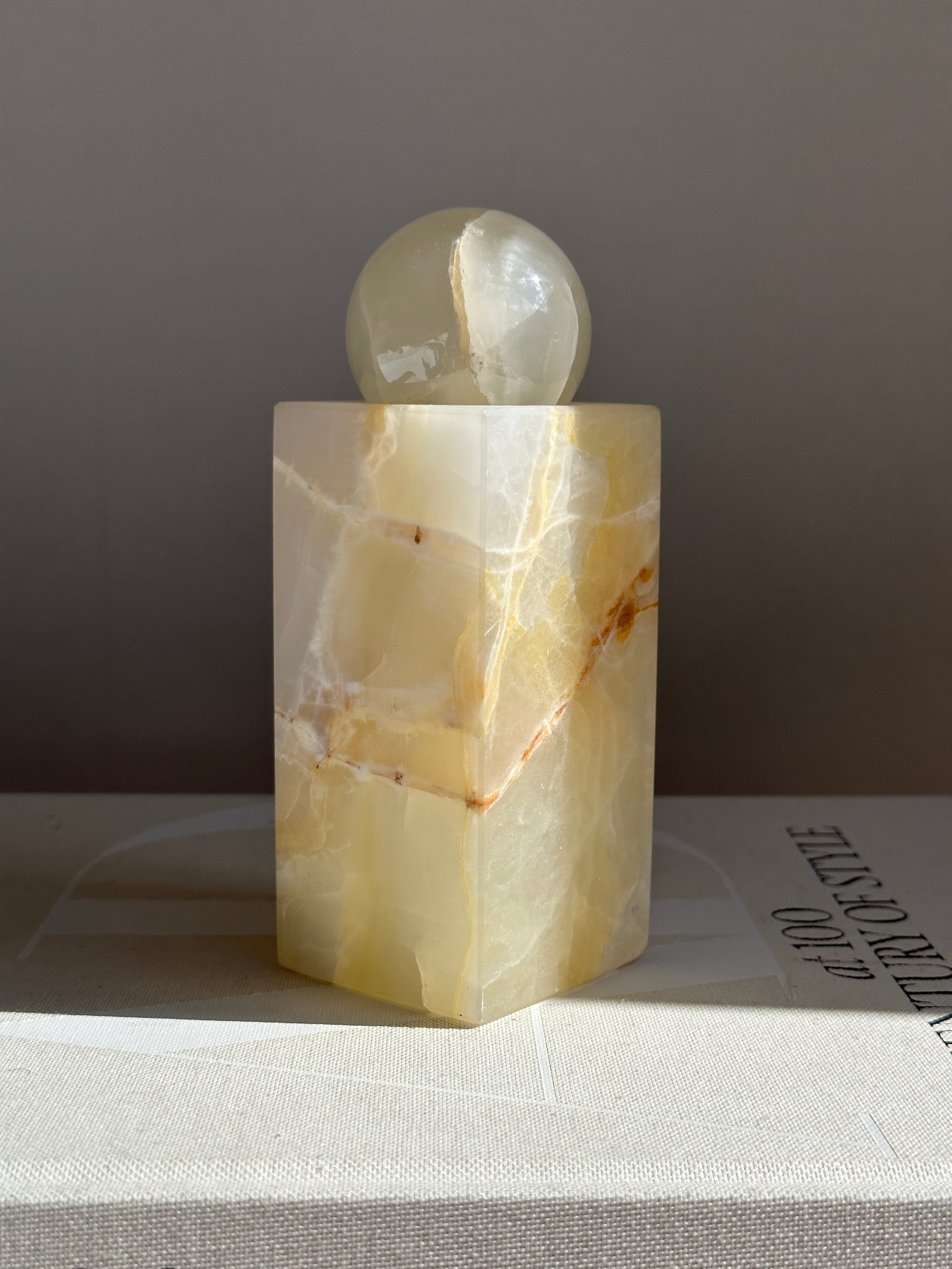 Prism White & Amber Onyx Candle Holder - Large