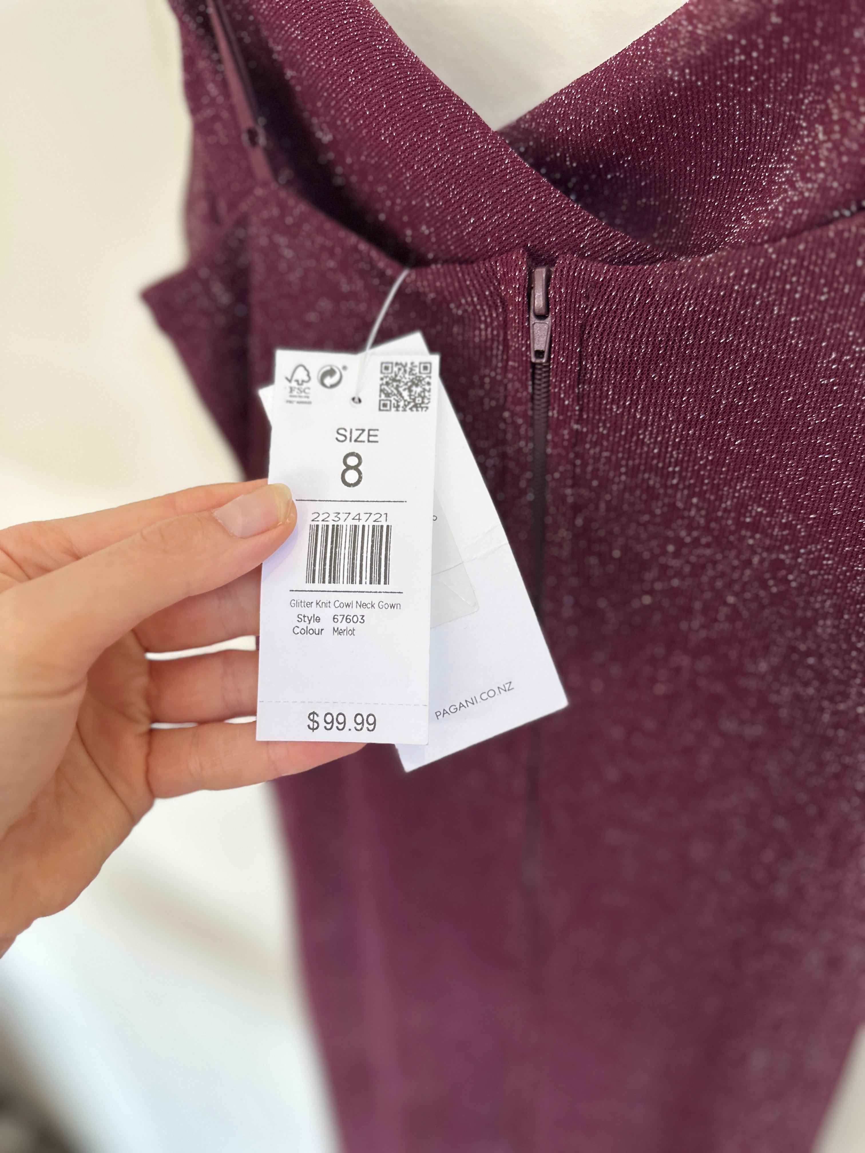 PAGANI Sparkling Purple Cowl Neck Dress | 8