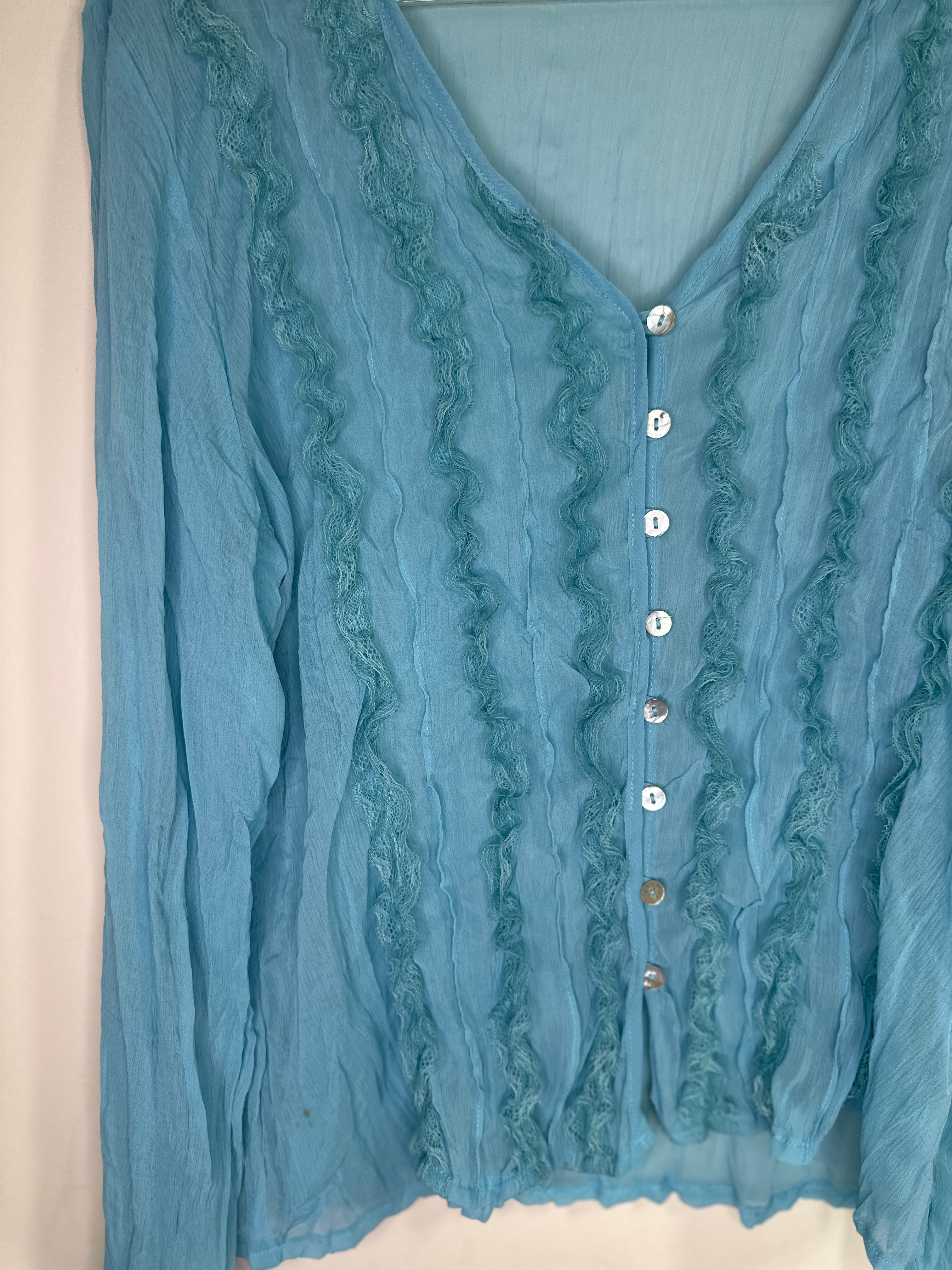 Sheer Aqua Button Up | 12