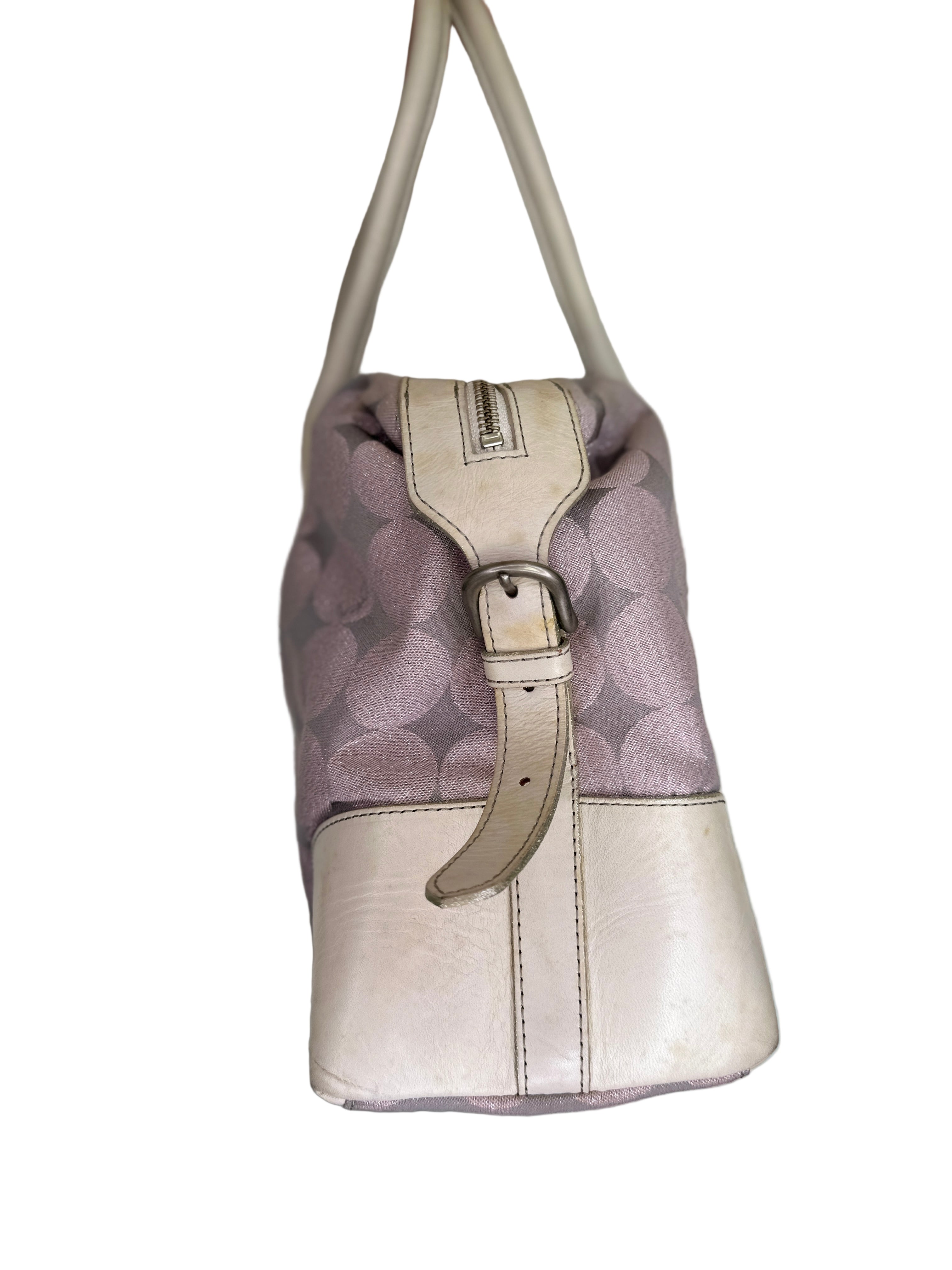 ANNA SUI | Lilac Silver Canvas Boston Bag