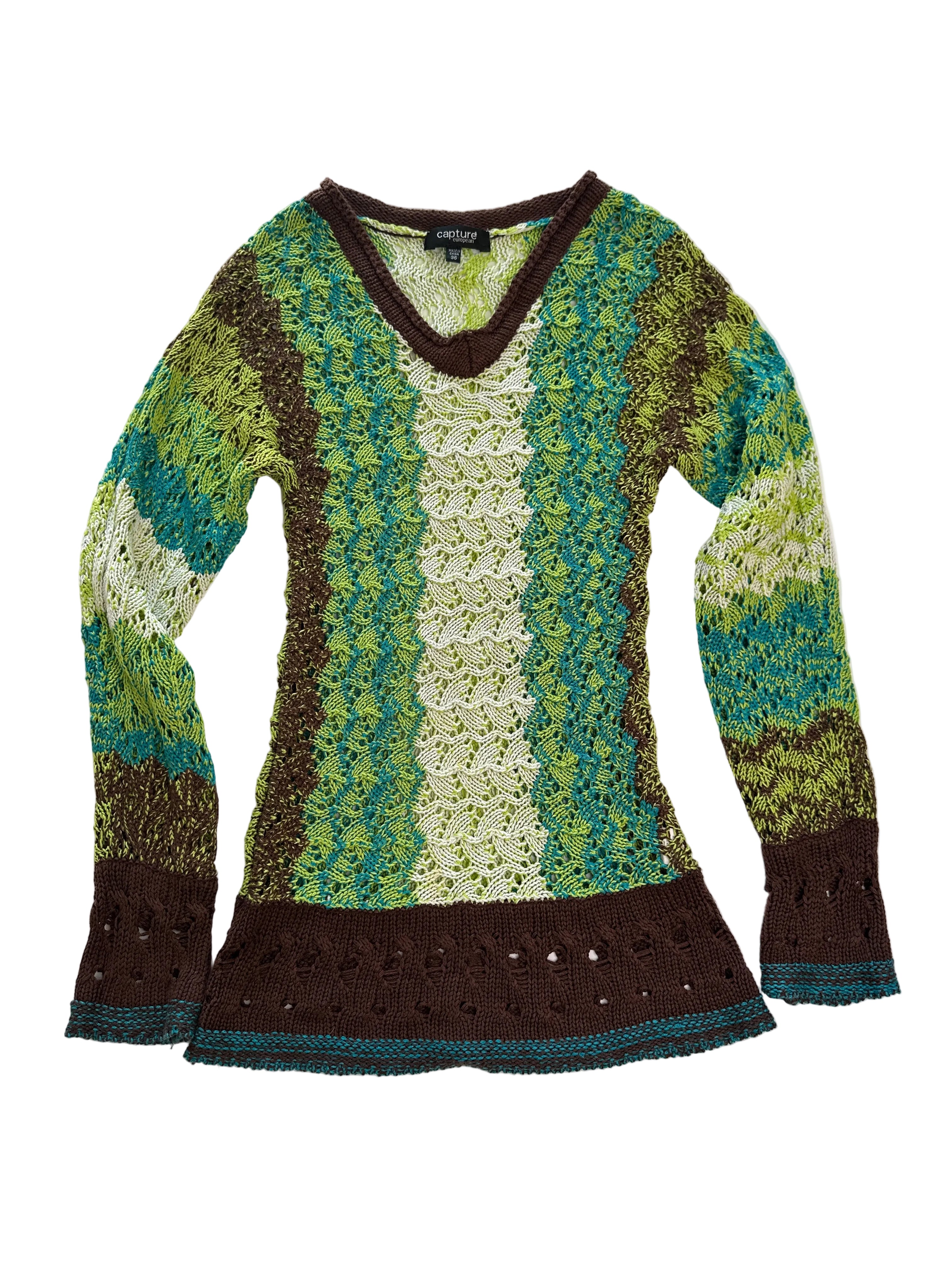 Green & Brown Knit Pullover | 8