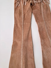 Arden B | Vintage Dusky Pink Suede Leather Cowgirl Flare Pants | 8