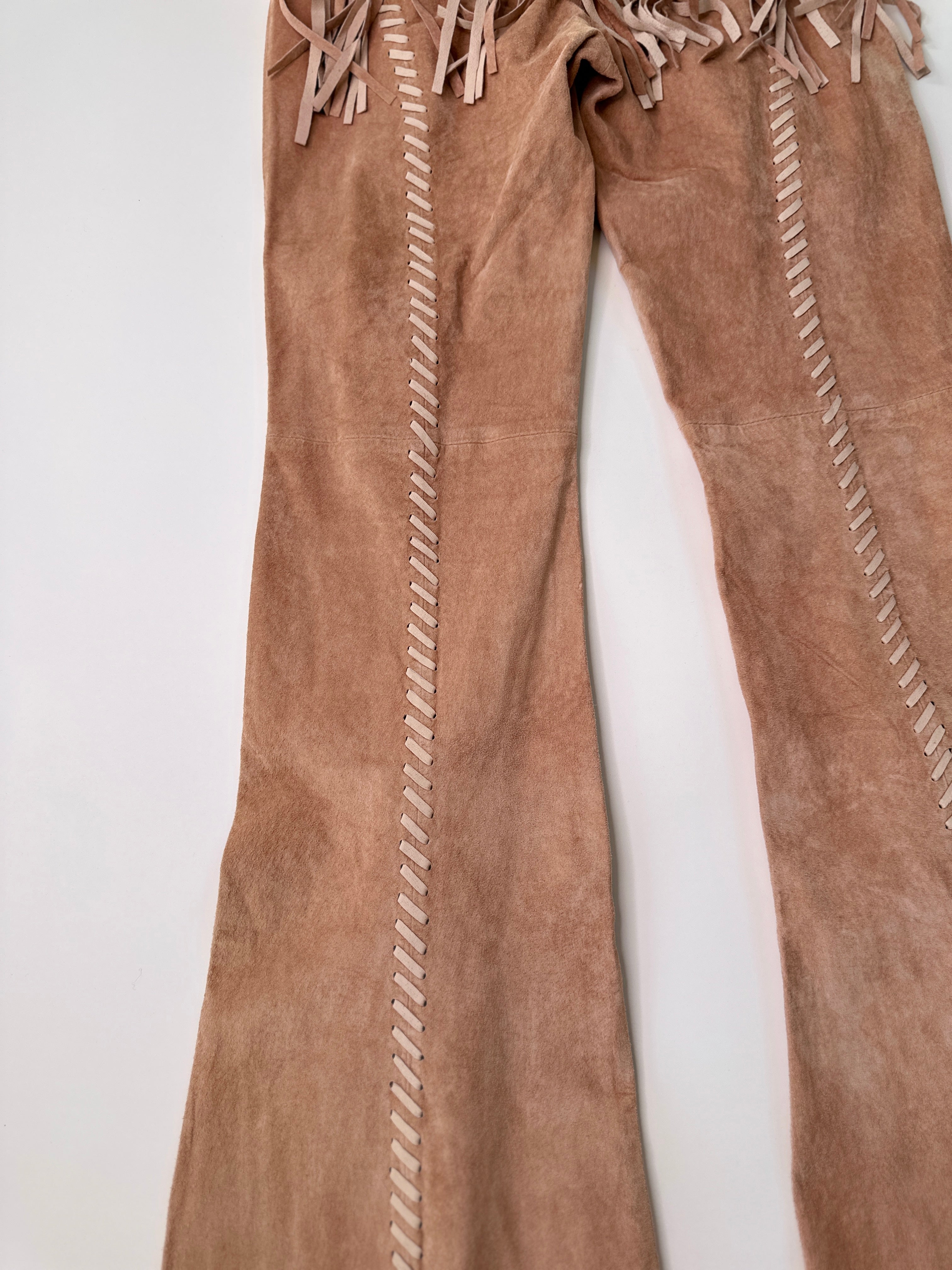 Arden B | Vintage Dusky Pink Suede Leather Cowgirl Flare Pants | 8