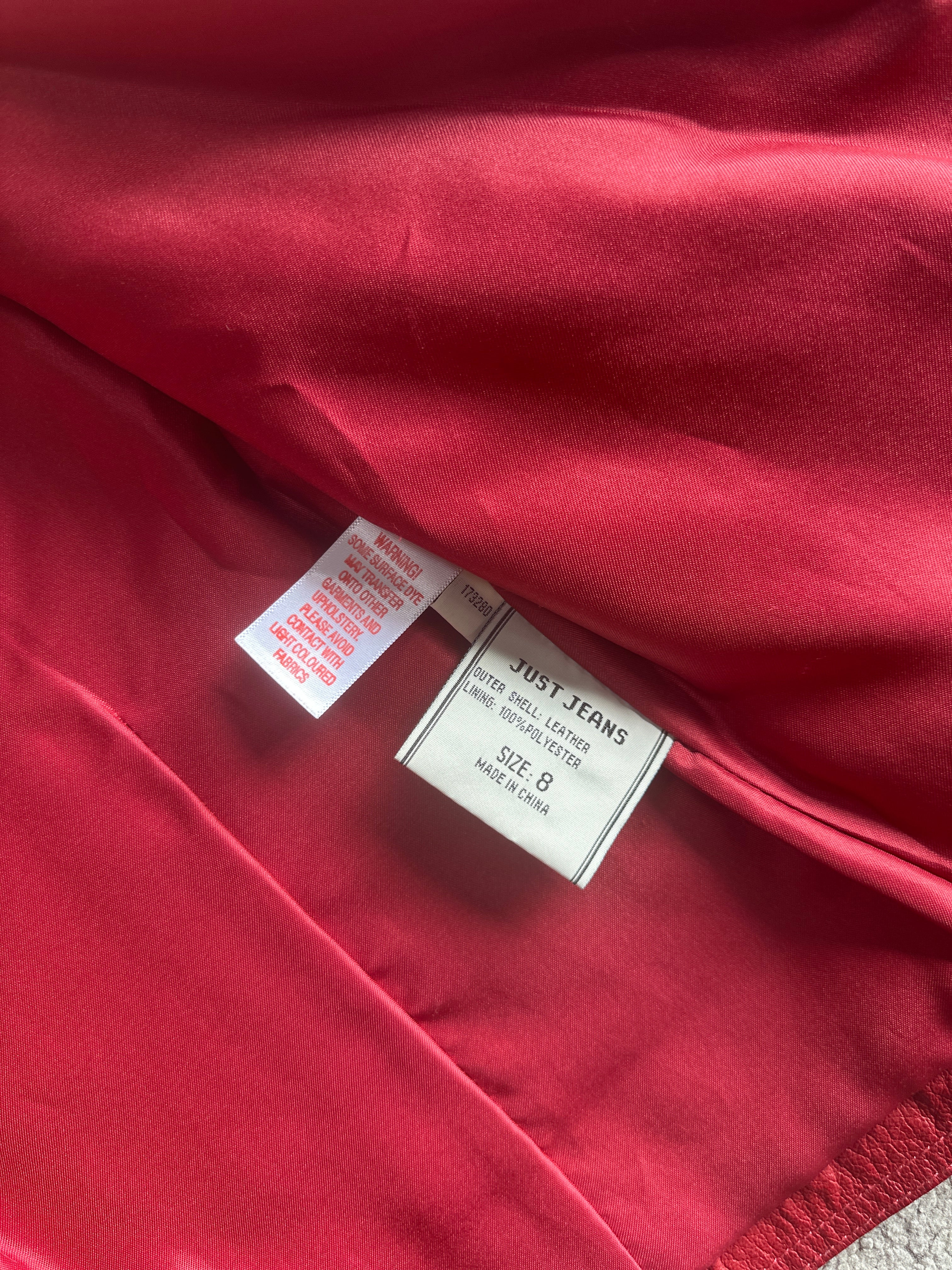 JUST JEANS | 00s Red Leather Jacket | 8