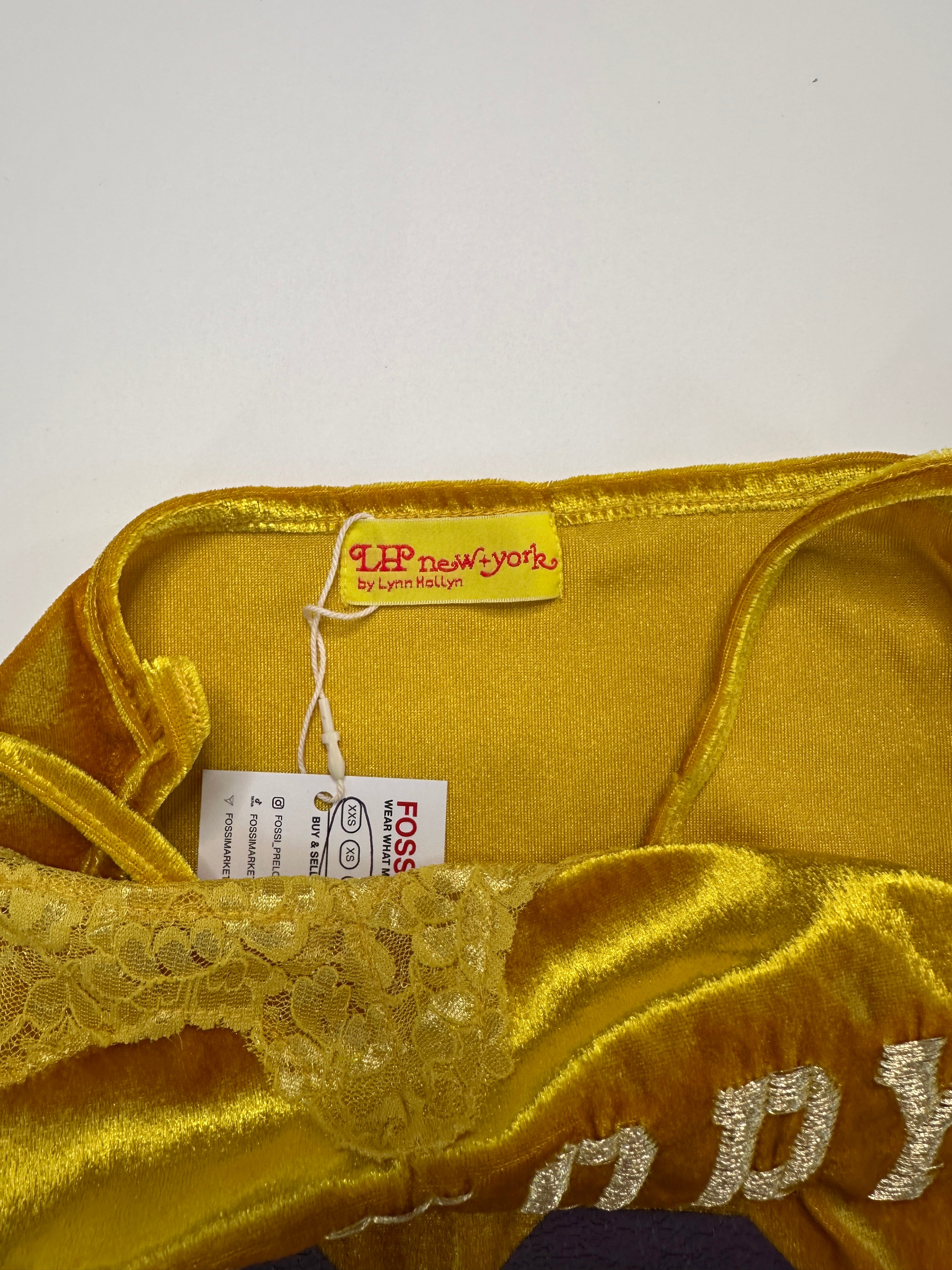LHP New York by Lynn Hollyn | Y2K Yellow Velvet Lace Cami F