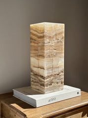 Prism Amber Banded & White Onyx Lamp