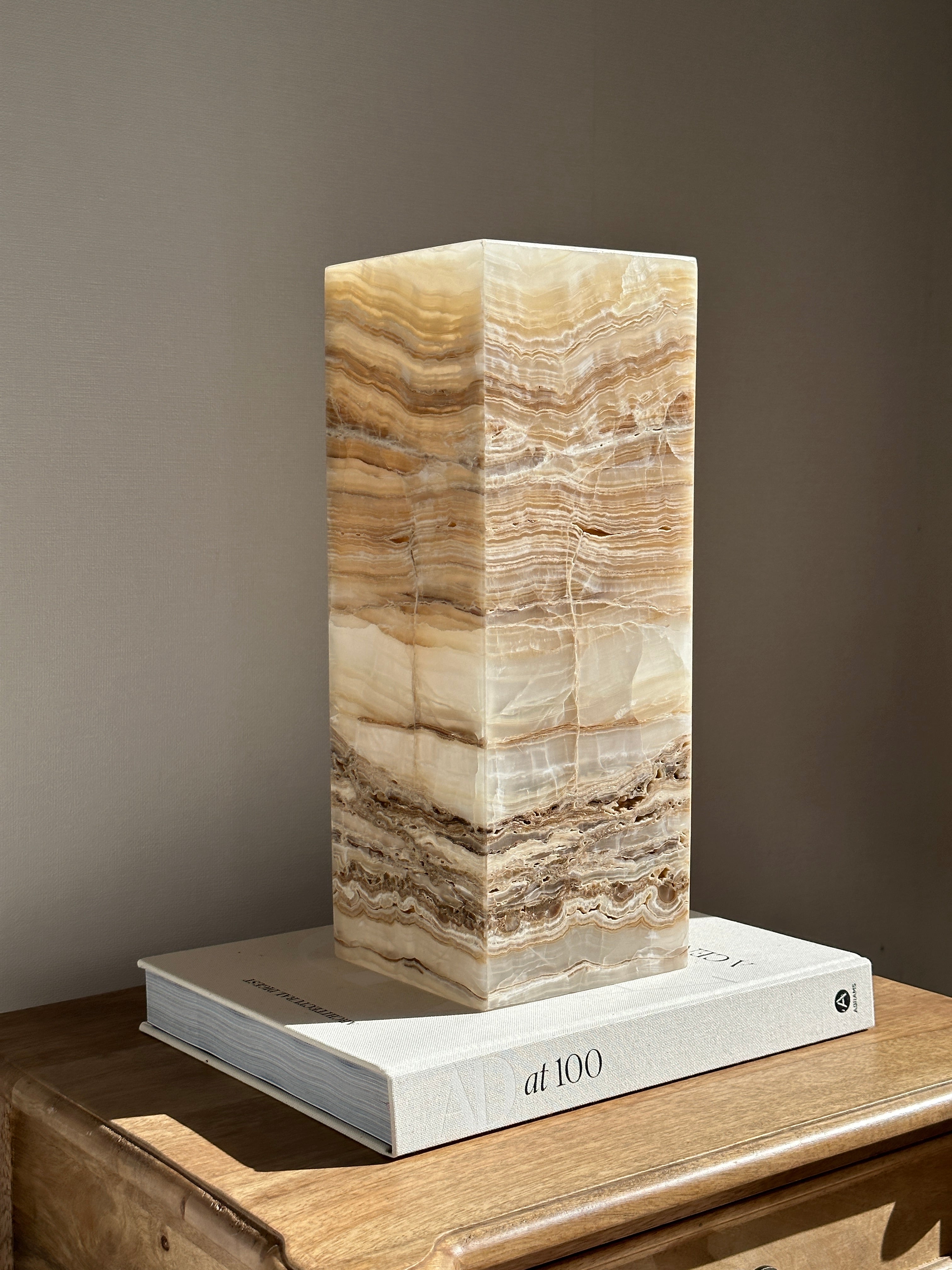 Prism Amber Banded & White Onyx Lamp