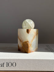 Prism White & Amber Onyx Candle Holder - Medium