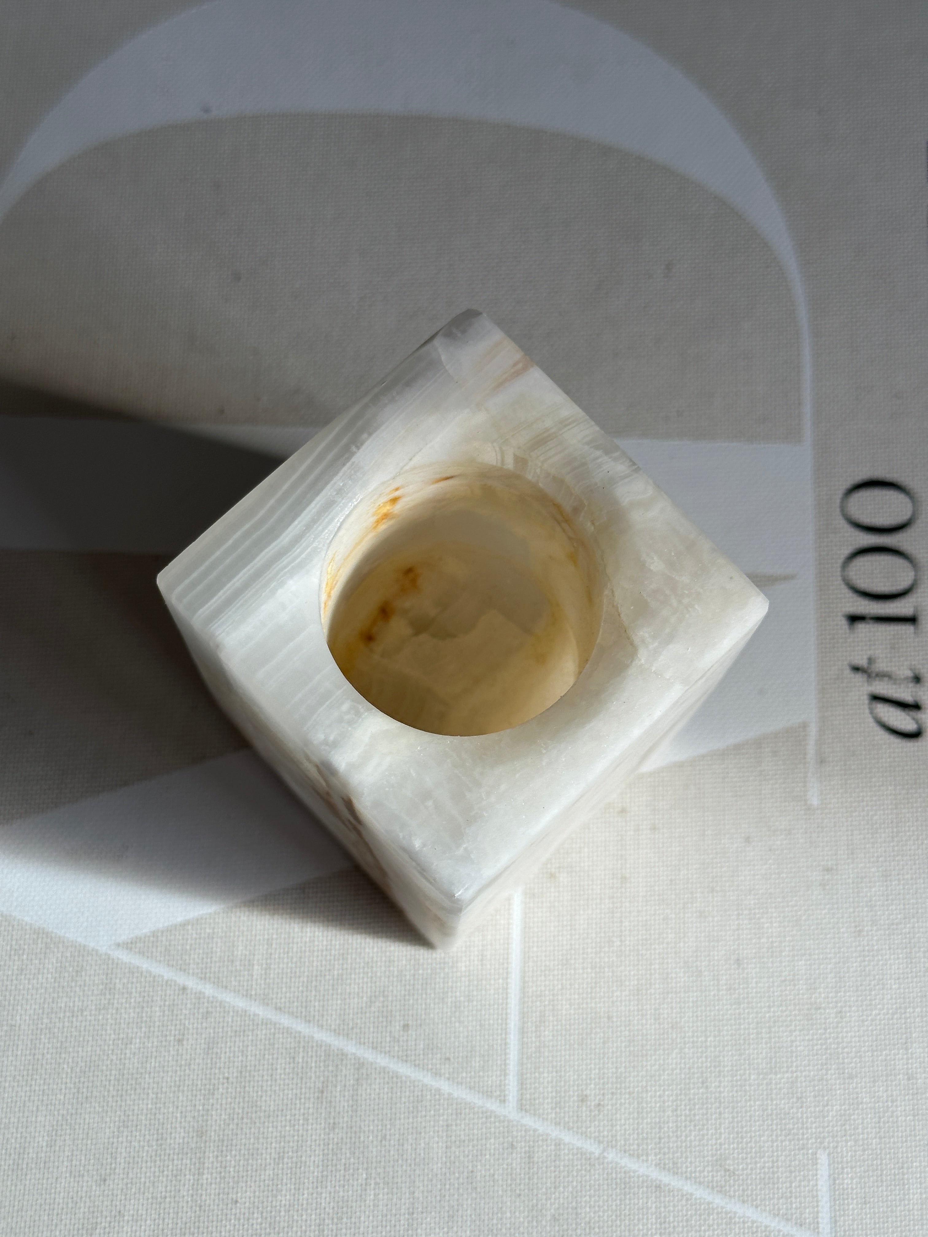 Prism White & Amber Onyx Candle Holder - Medium