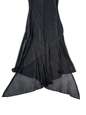 Lucè | 90s USA Black Halter Sparkle Sheer Dress | M