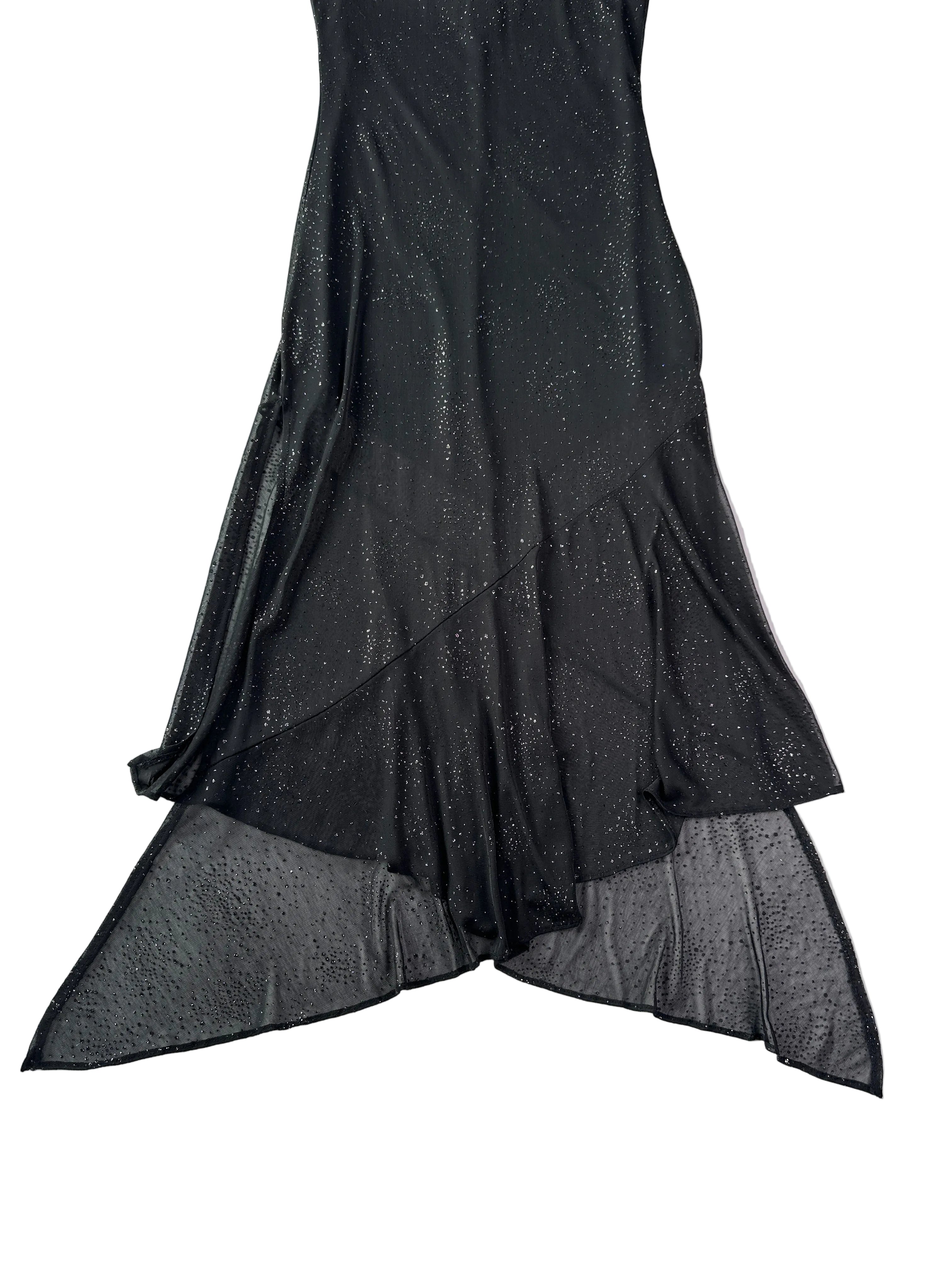 Lucè | 90s USA Black Halter Sparkle Sheer Dress | M