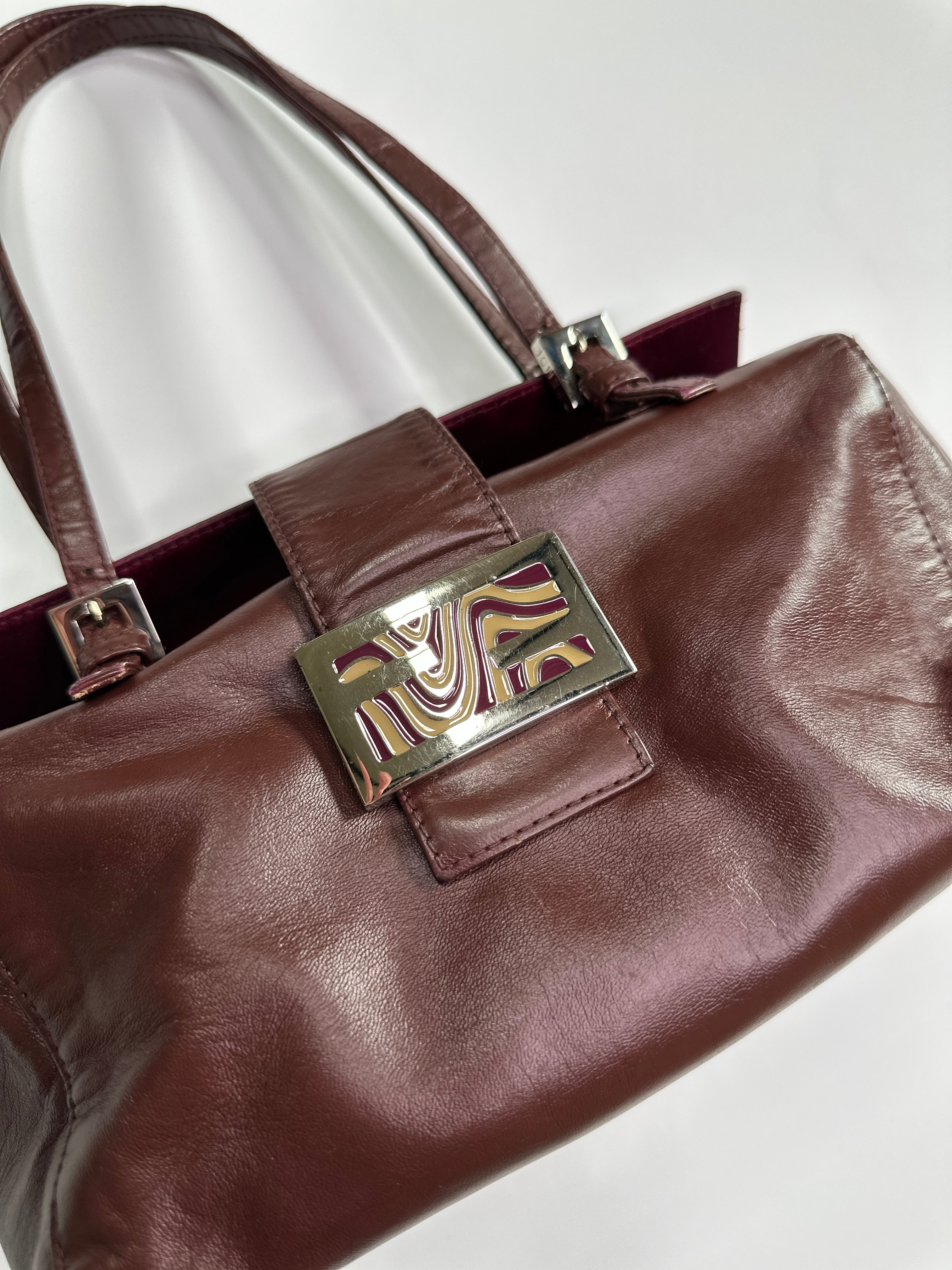 FENDI Burgundy Bento Box Bag