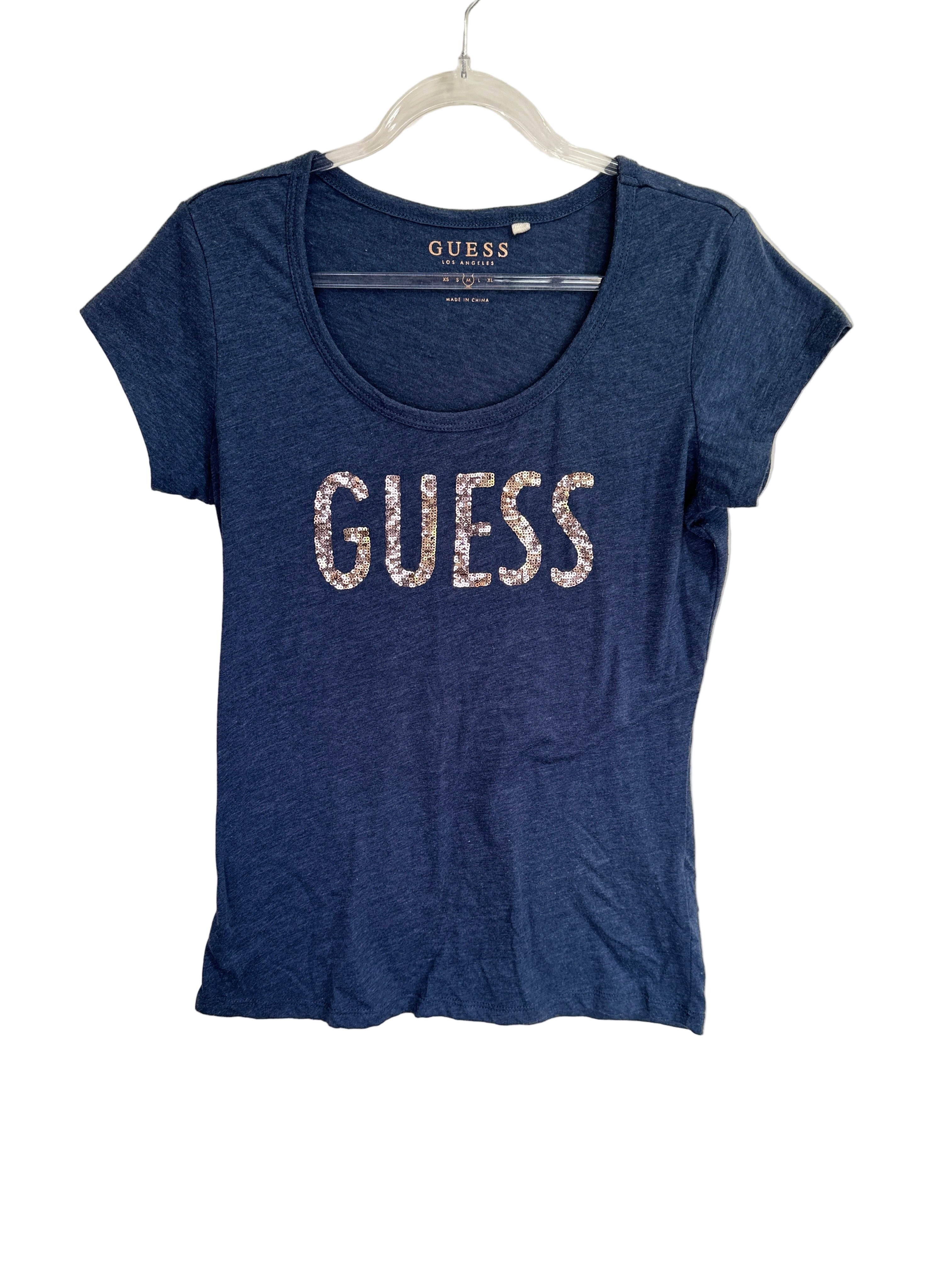 GUESS| Navy Sequin Tee | M