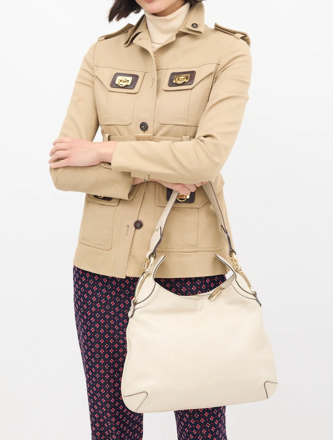 GUCCI Horsebit Creole Leather Hobo Bag