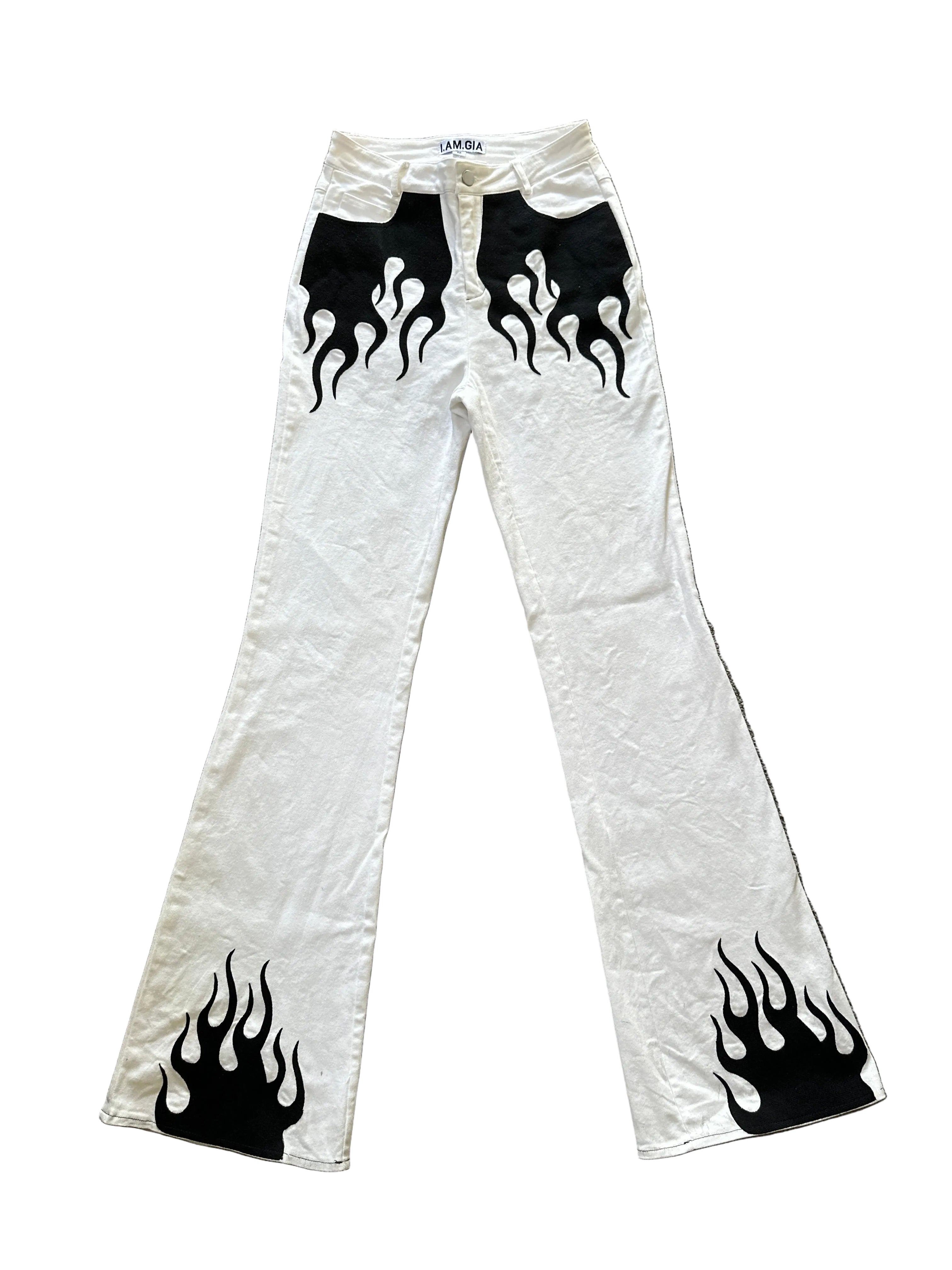 IAMGIA | Flare White & Black Flame Jeans | 10