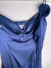 MORGAN DE TOI | Vintage Ruffle Cocktail Navy Blue Dress |8-10