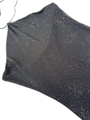 Lucè | 90s USA Black Halter Sparkle Sheer Dress | M