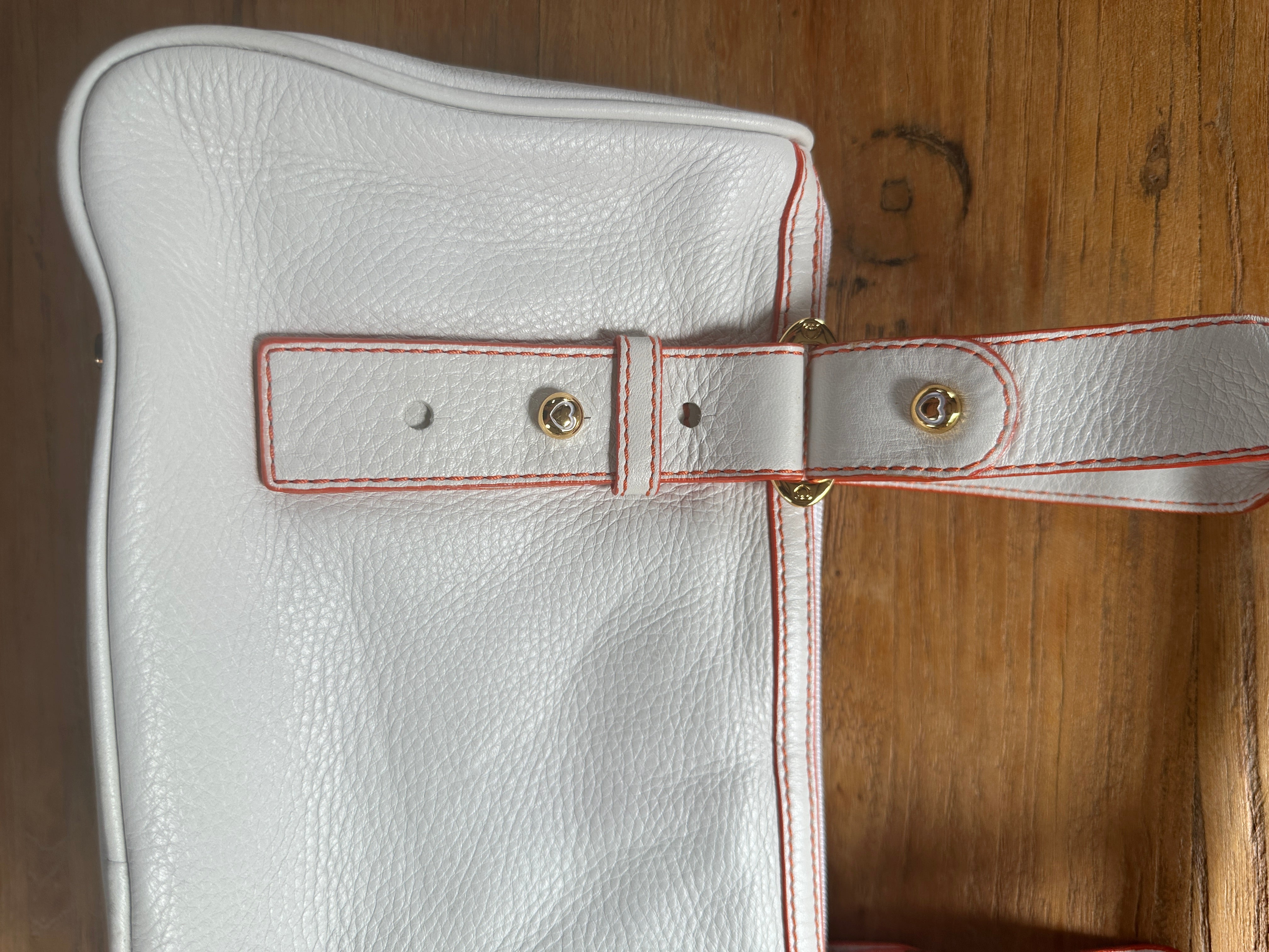 LOVCAT PARIS| Luxury Vintage White Leather Boston Bag