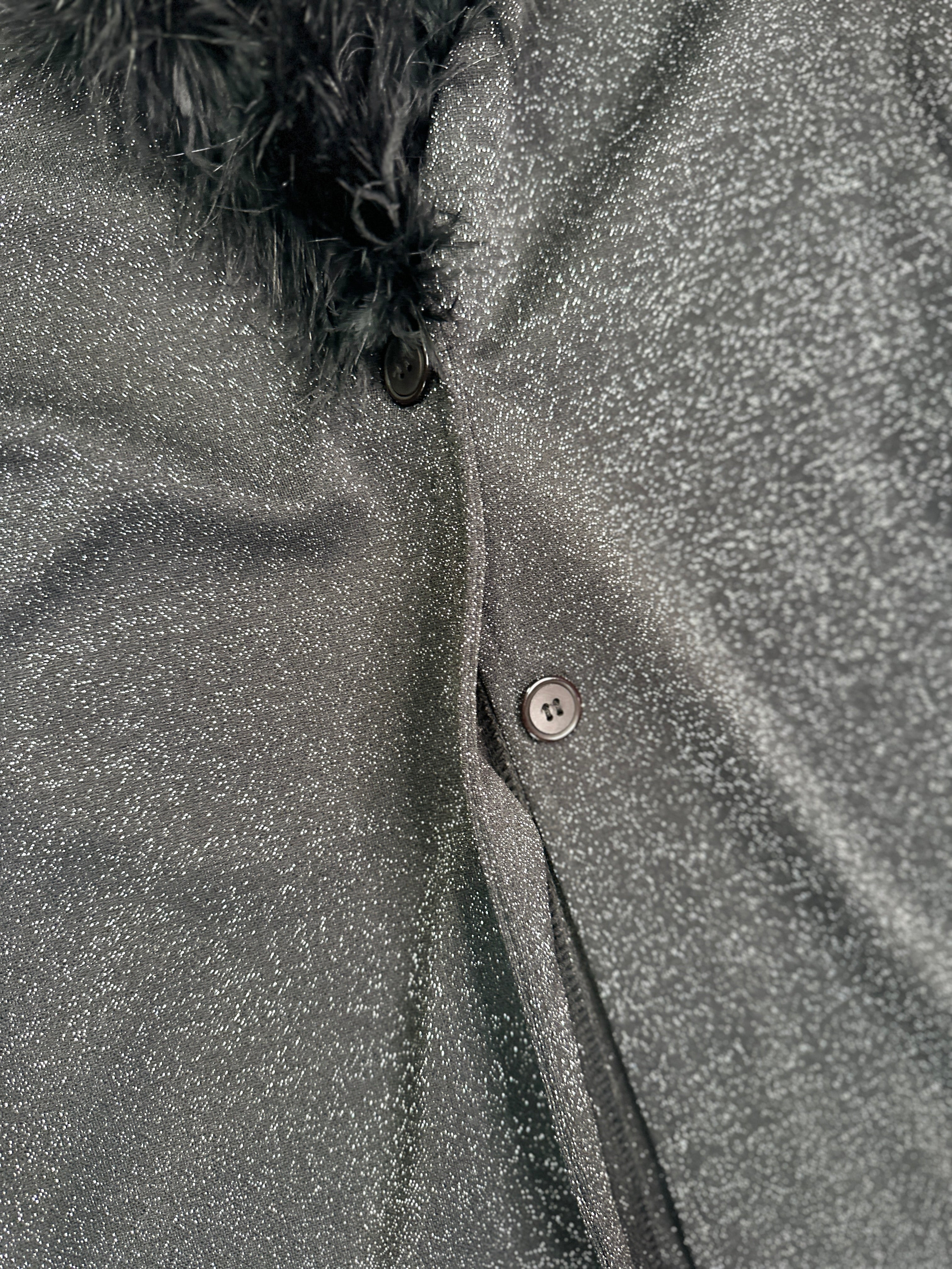 MITIKA | Italian Boutique Black Shimmer fabric Coat| S RRP €350