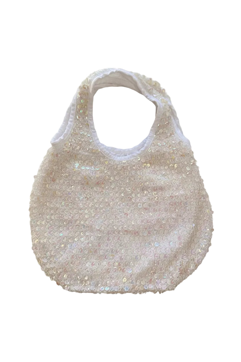 White Sequin Hobo Bag
