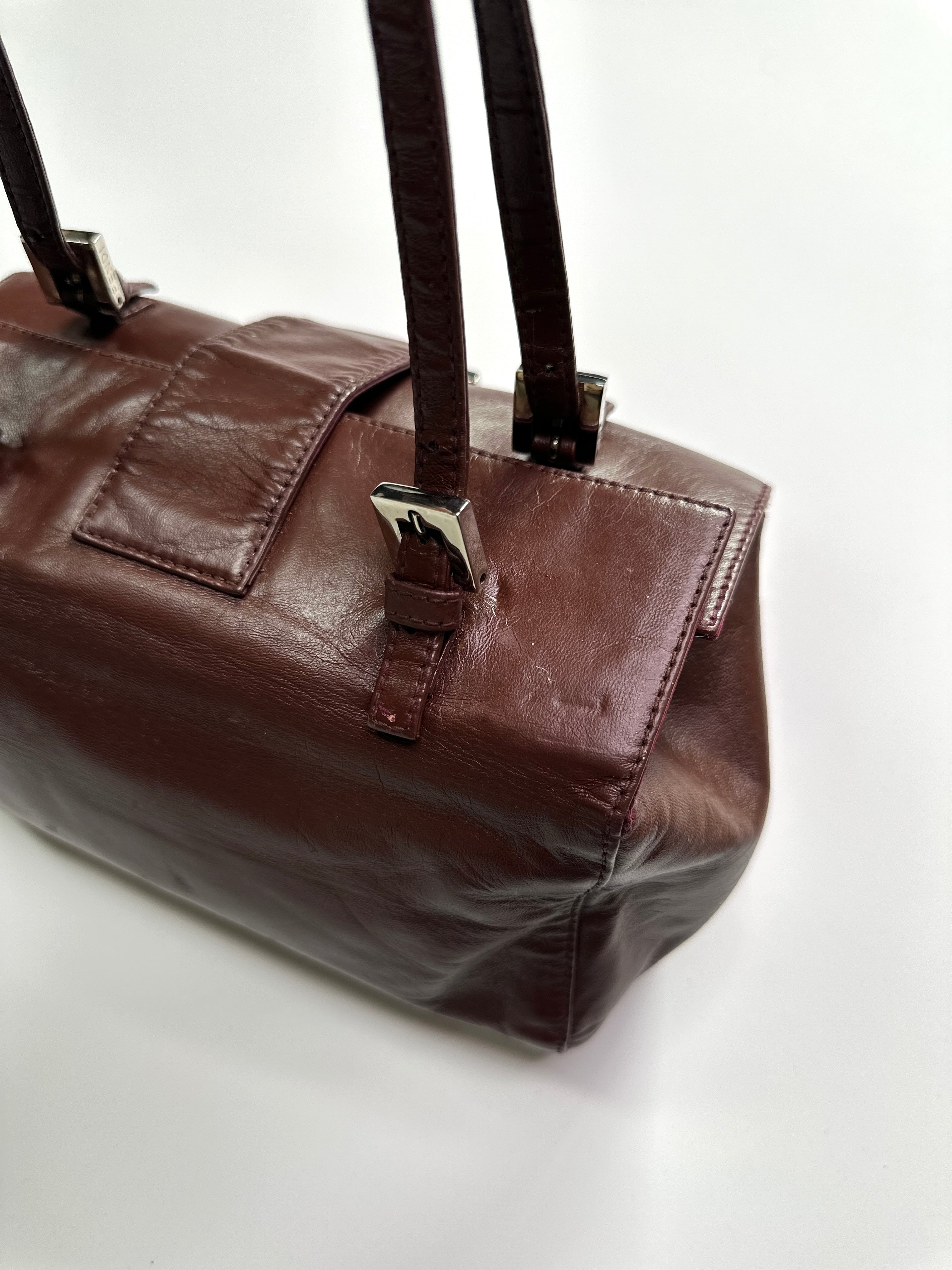 FENDI Burgundy Bento Box Bag