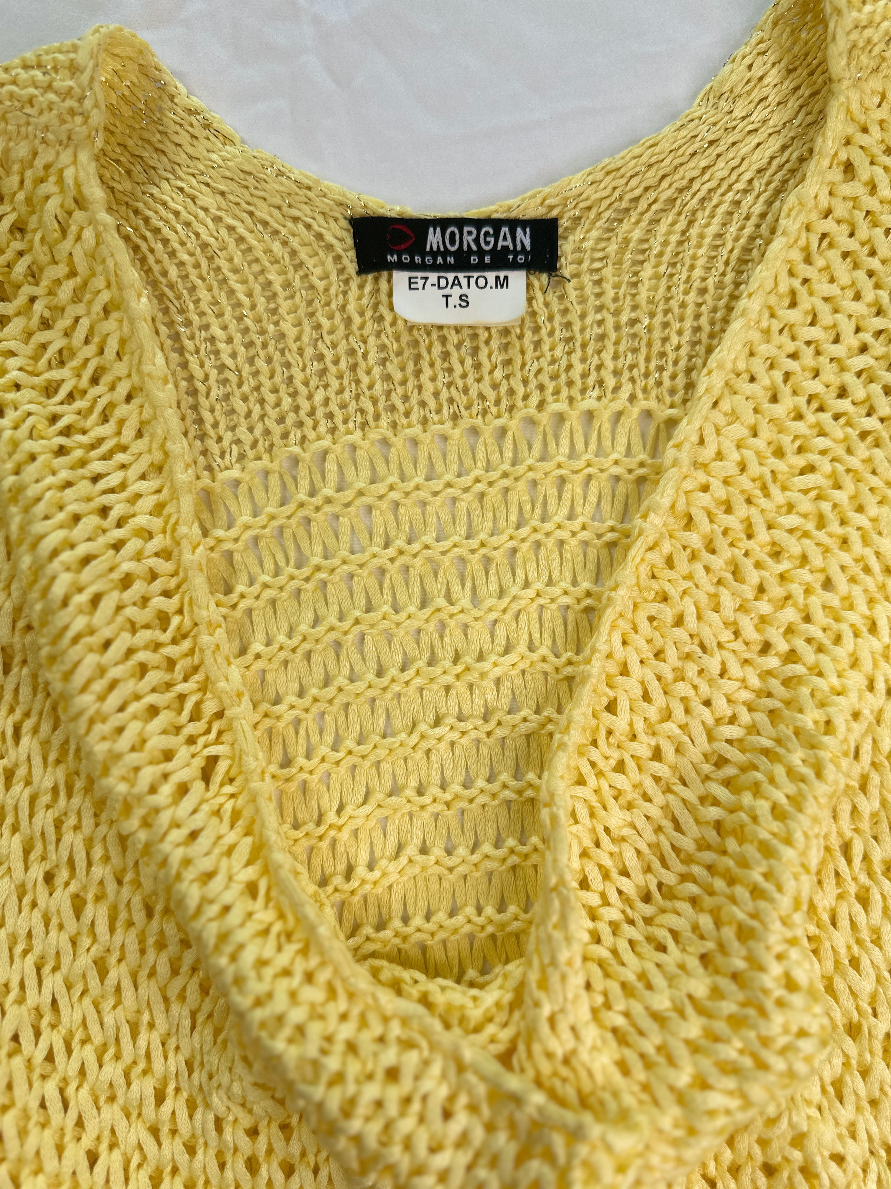 MORGAN DE TOI | Cowl Neck Yellow Sparkle Knit | 8-12