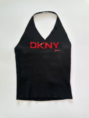 DKNY| Rare 00s NWT Black Knit & Sequin Halter Neck Top | M