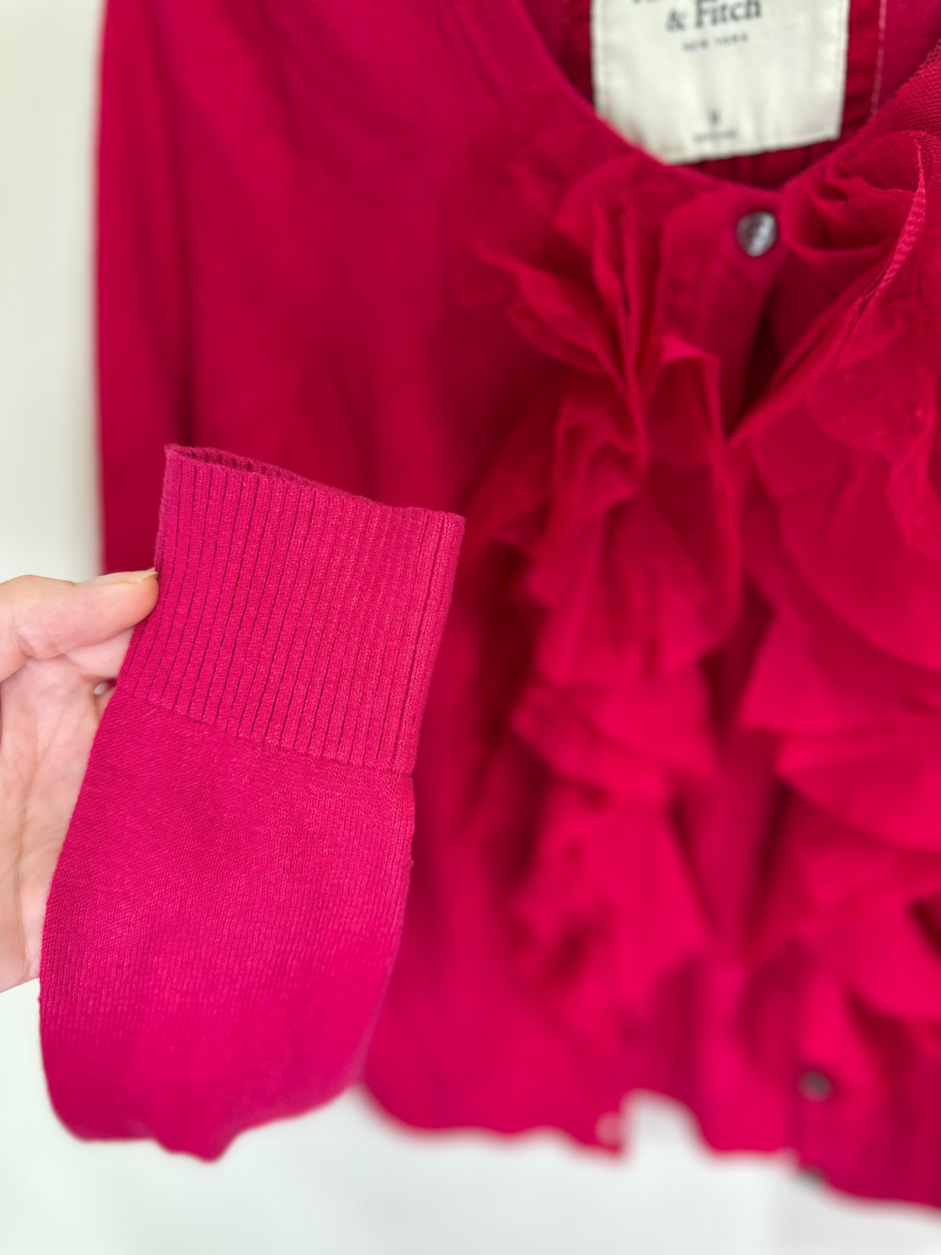 ABERCROMBIE & FITCH | Fushia Ruffle Cardigan | M