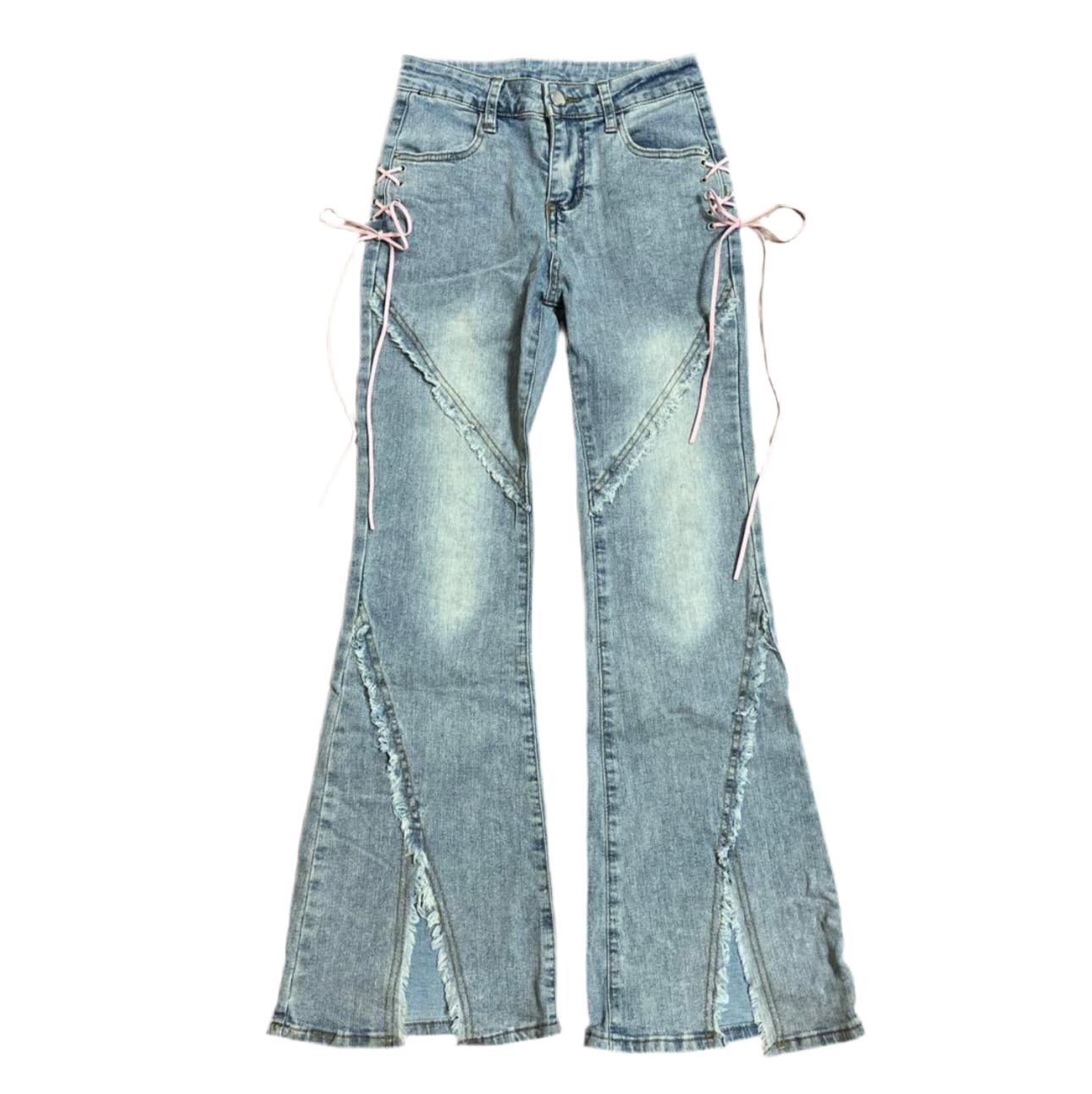 Y2K Flared Denim Lace Up Jeans