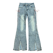 Y2K Flared Denim Lace Up Jeans