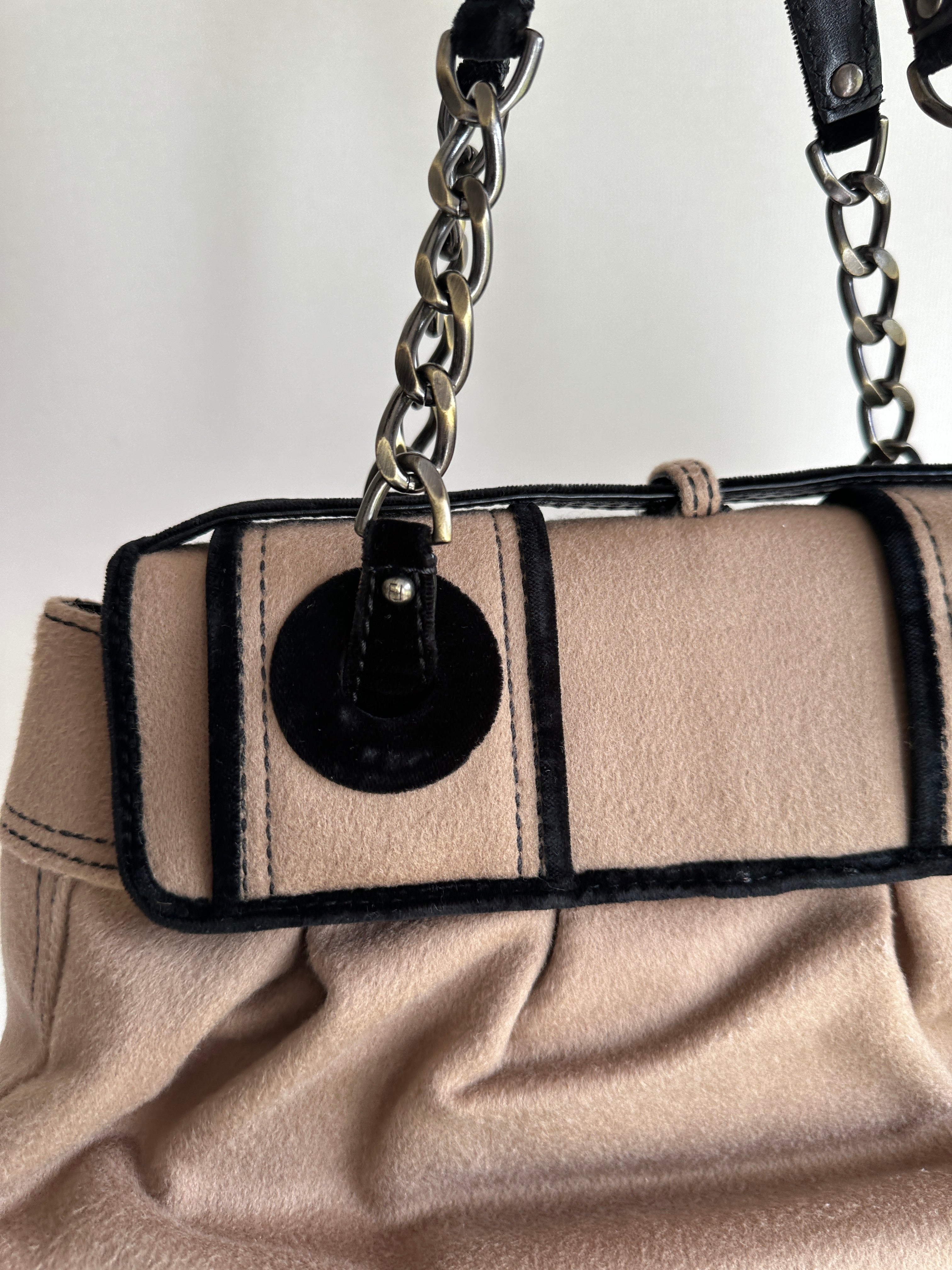 FENDI CASHMERE DOUBLE BUCKLE BAG