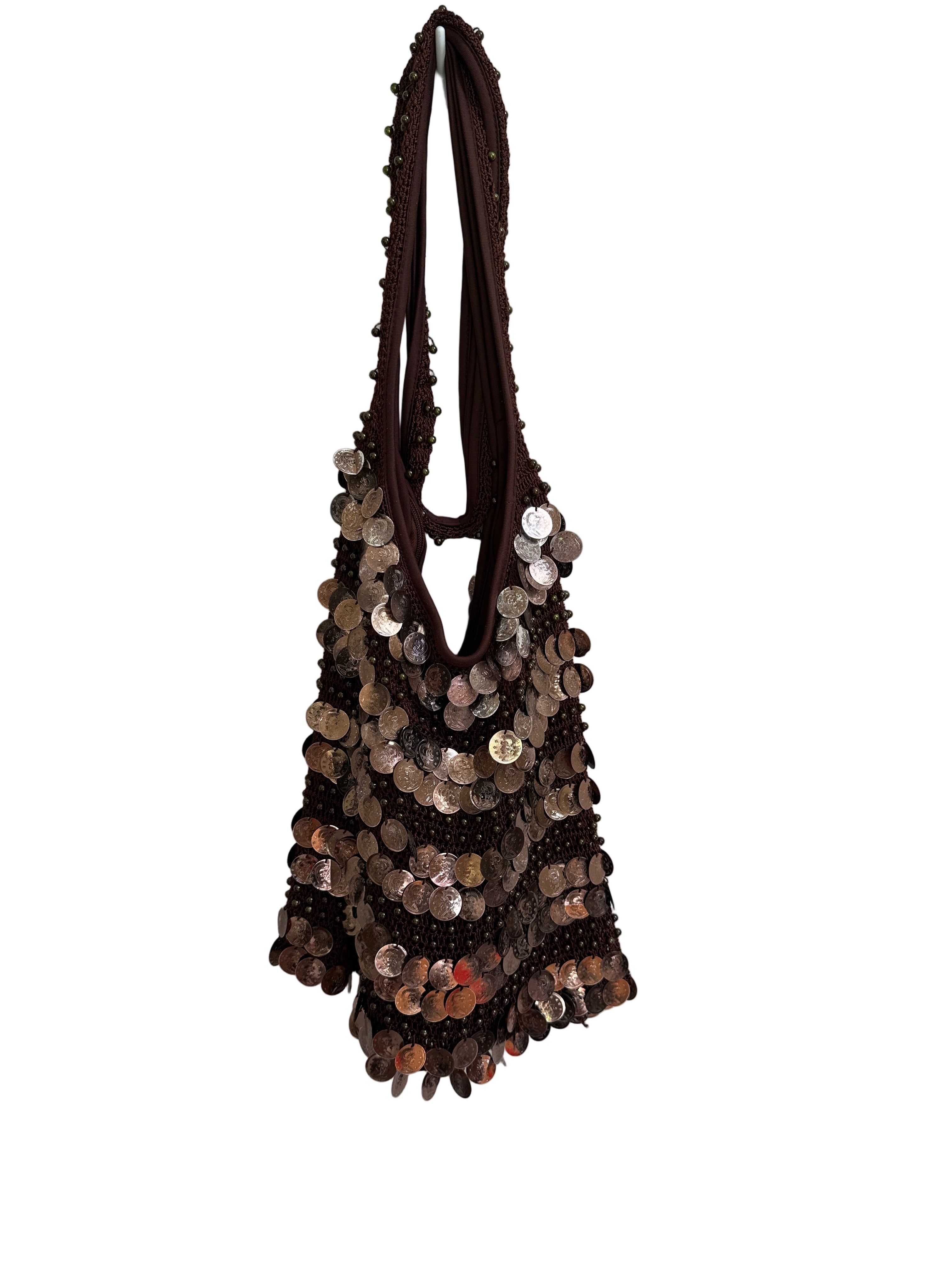 Vintage Crochet Roman Coin Hobo Bag