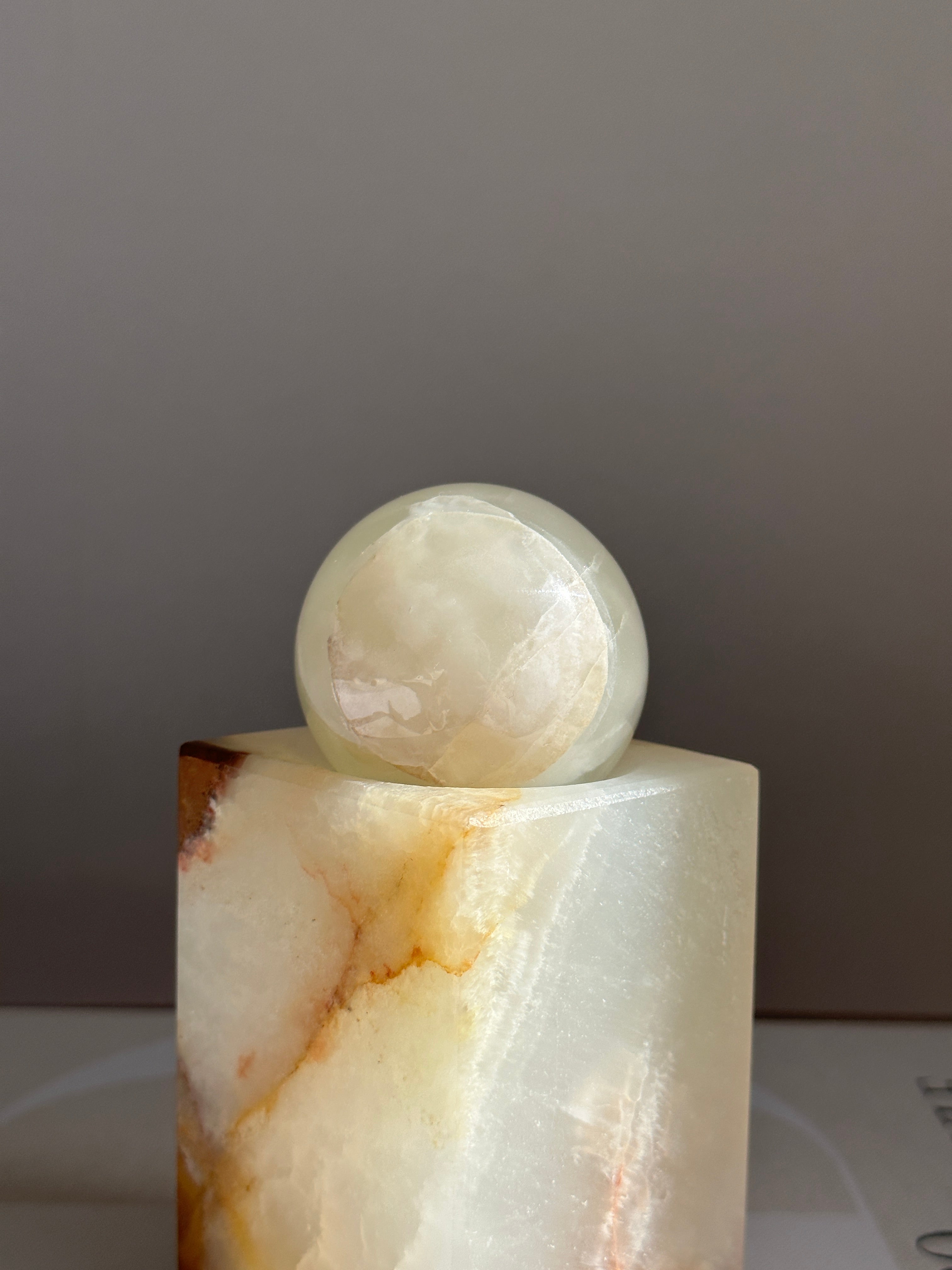 Prism White & Amber Onyx Candle Holder - Medium