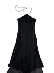 Lucè | 90s USA Black Halter Sparkle Sheer Dress | M