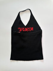 DKNY| Rare 00s NWT Black Knit & Sequin Halter Neck Top | M