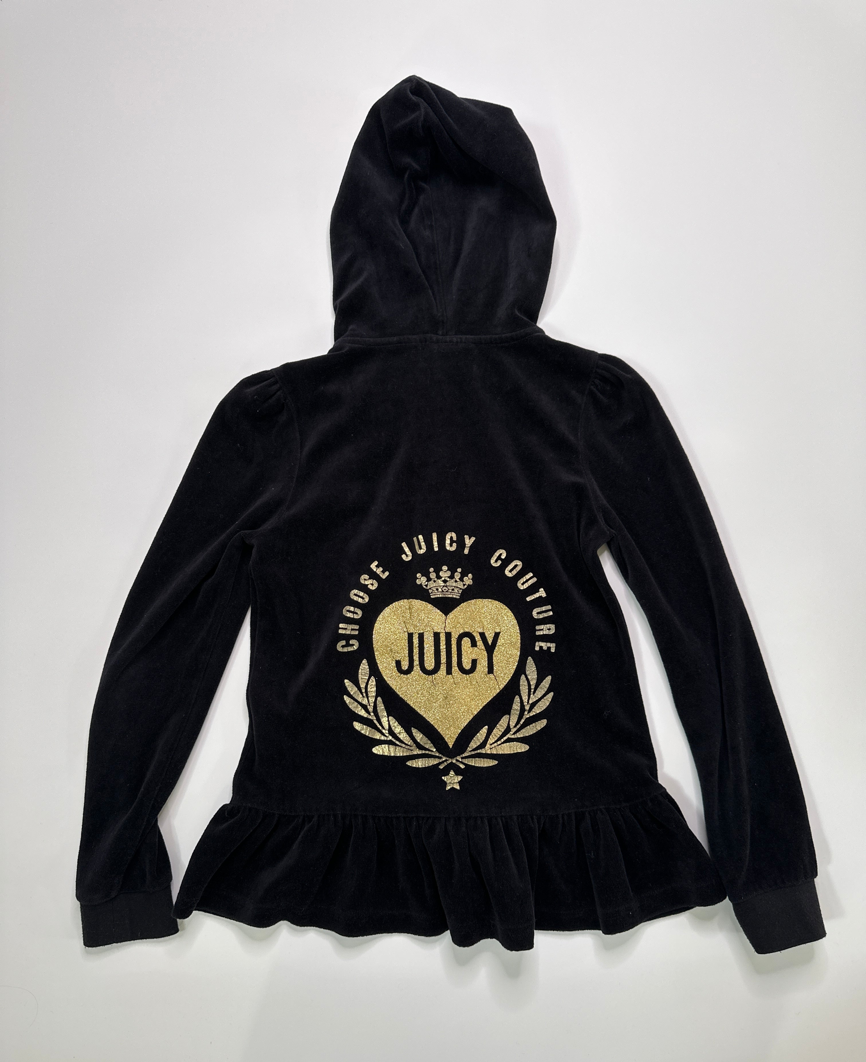 Juicy Couture black velour zip-up hoodie jacket | Kids 12