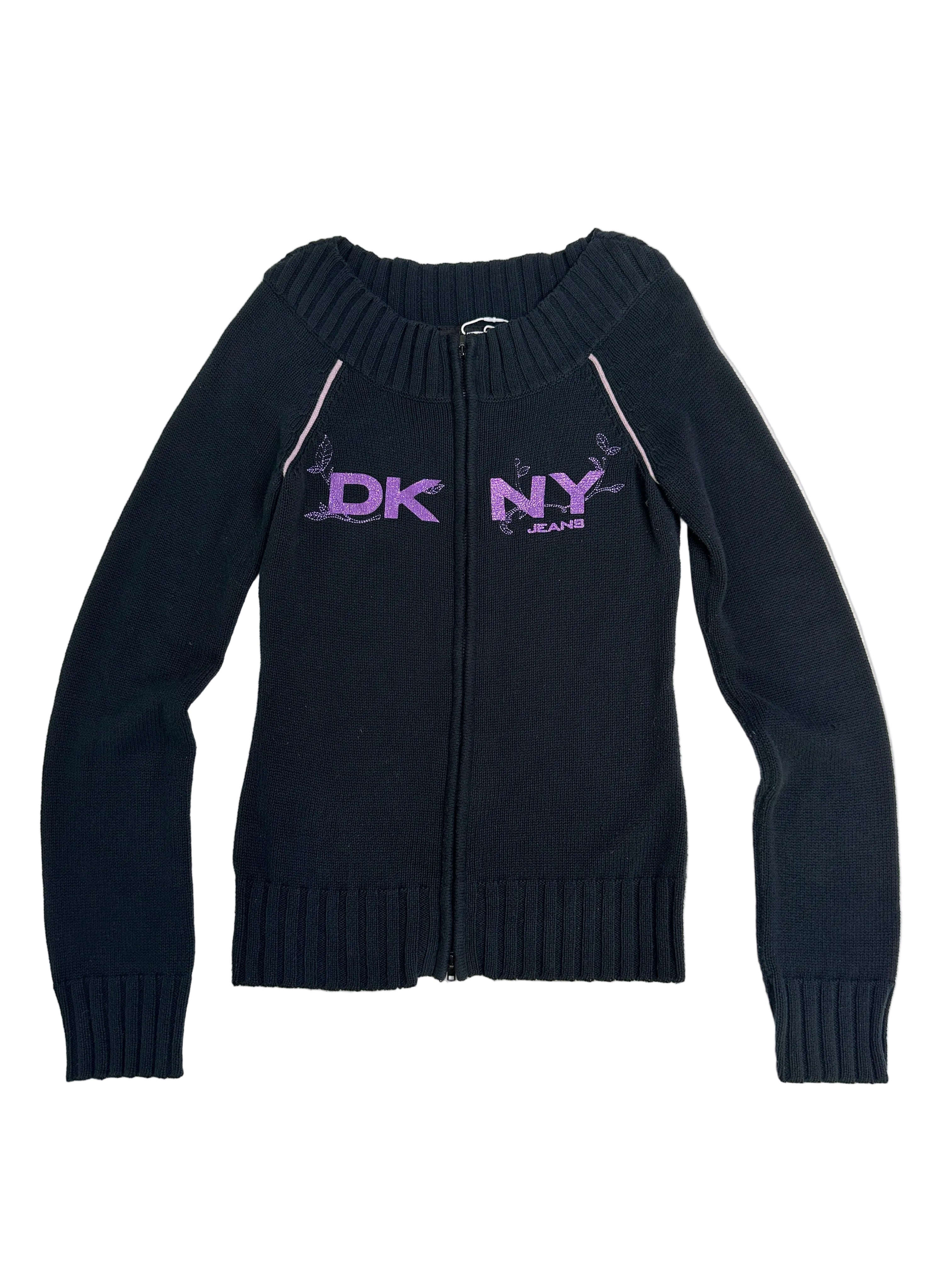 DKNY| Rare Two Way Full-zip Black Knit Sweater | M