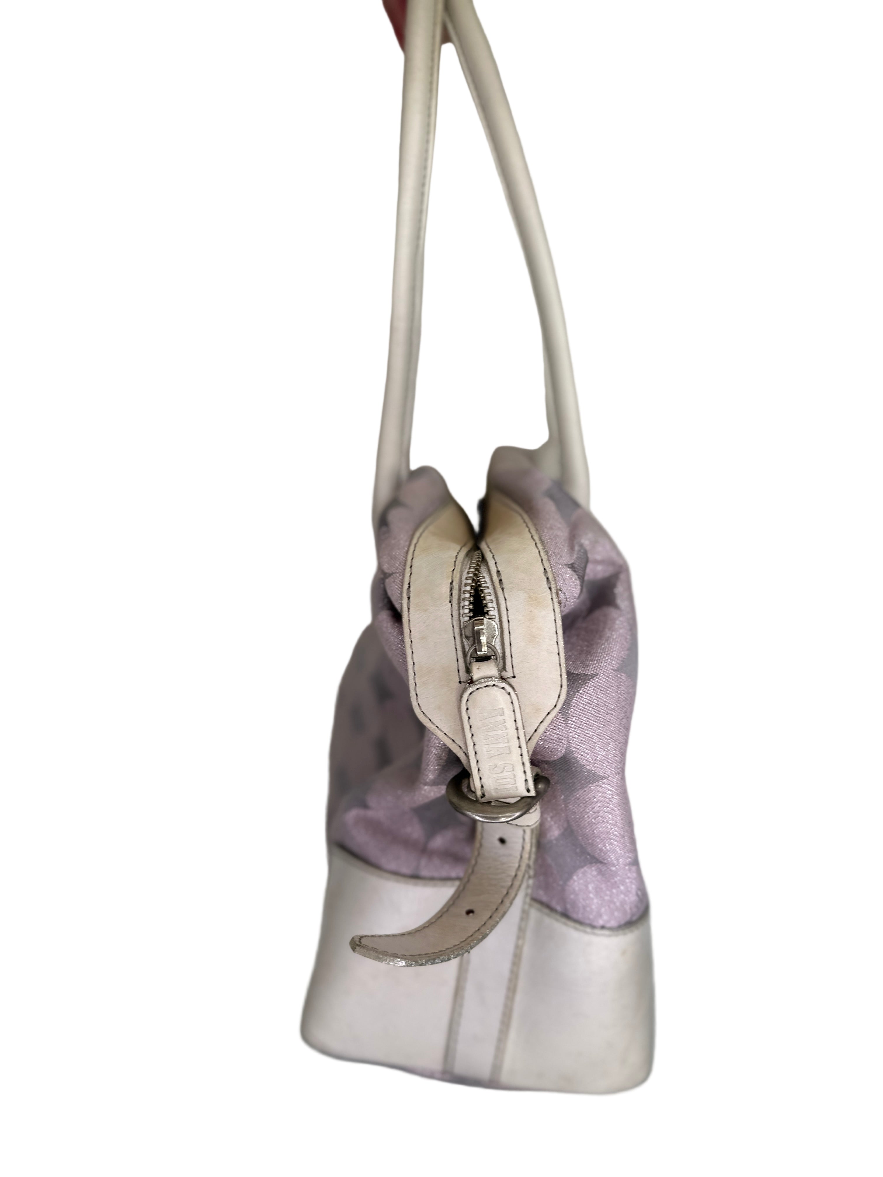 ANNA SUI | Lilac Silver Canvas Boston Bag