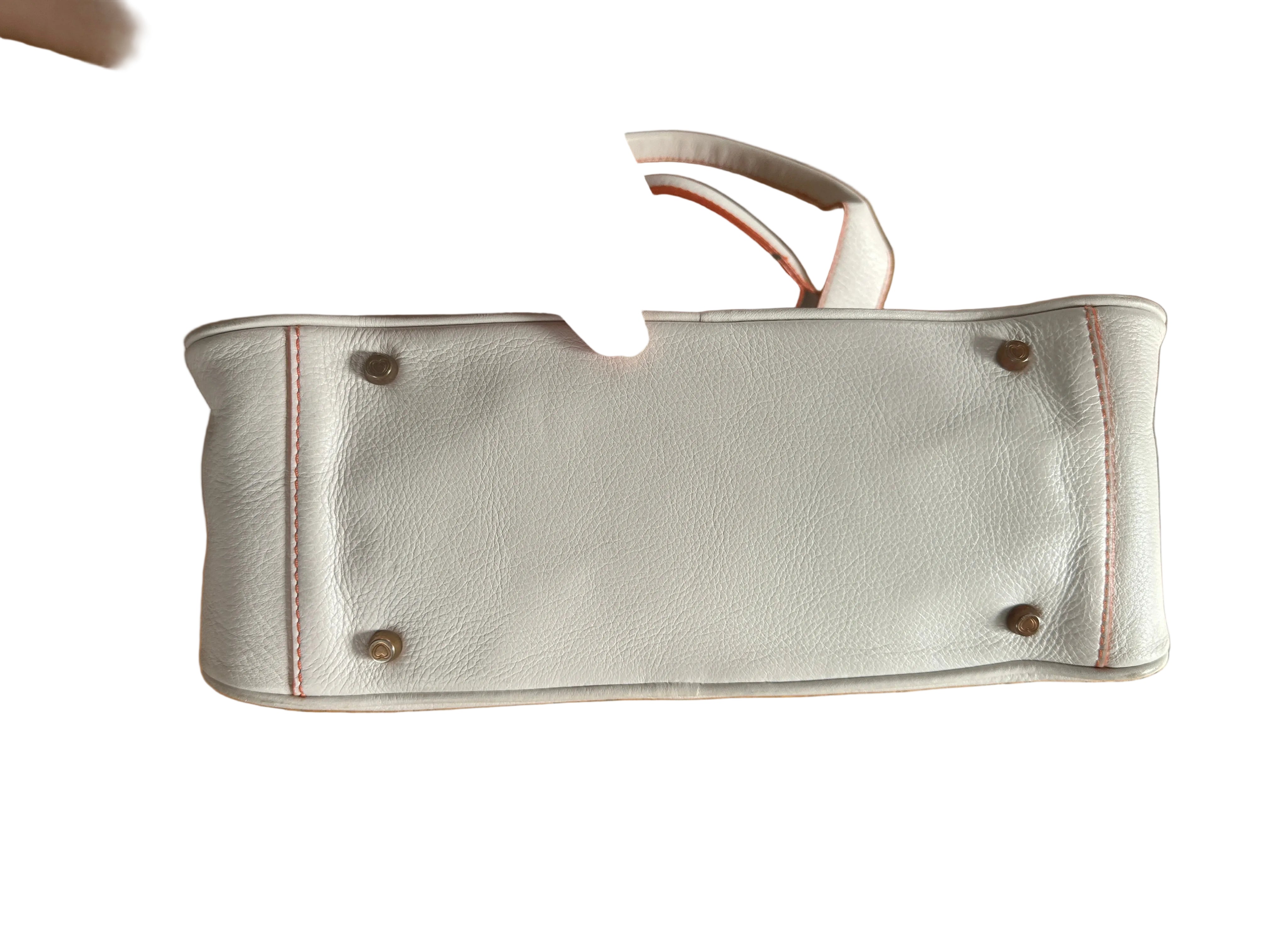 LOVCAT PARIS| Luxury Vintage White Leather Boston Bag