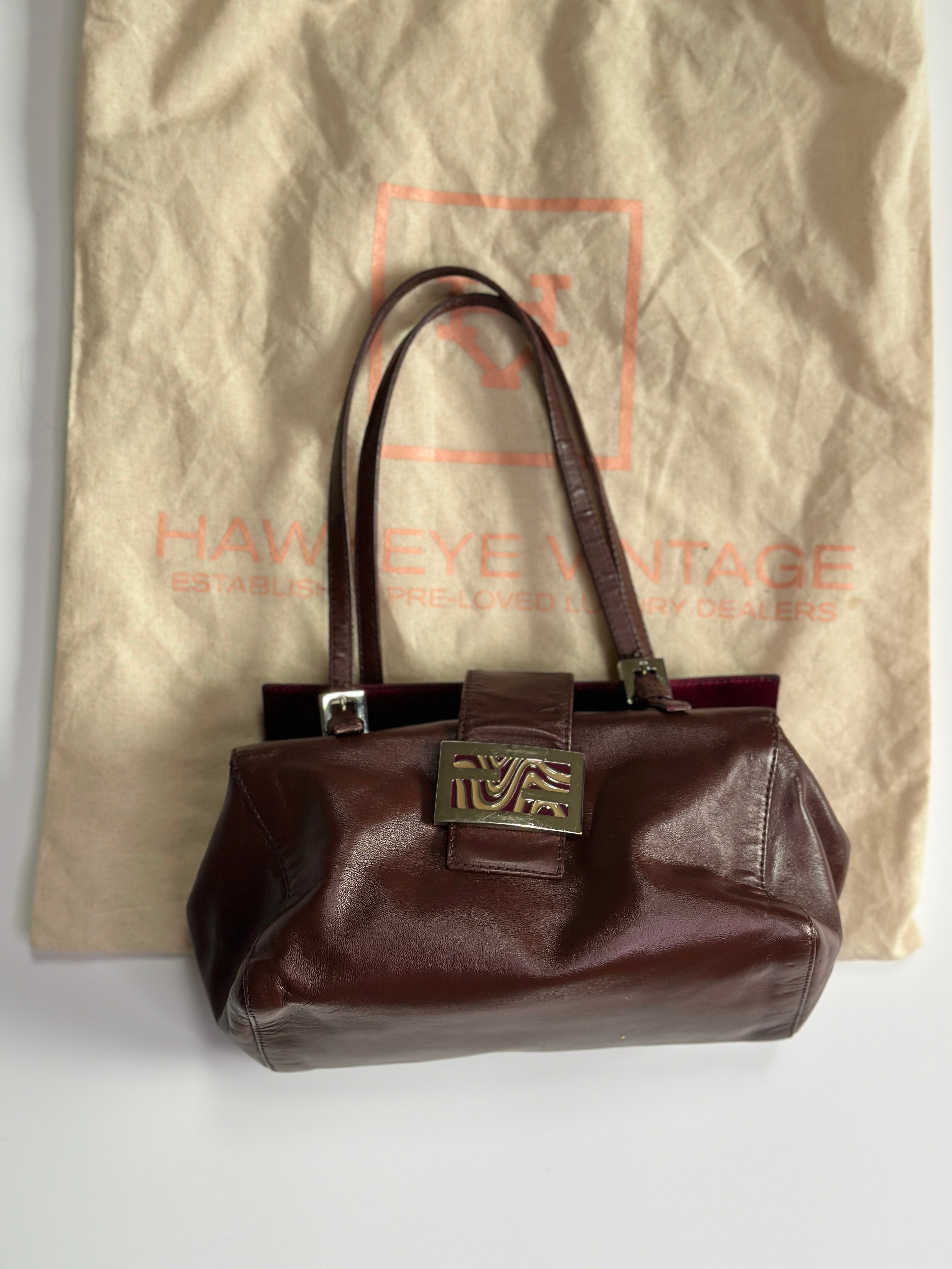 FENDI Burgundy Bento Box Bag