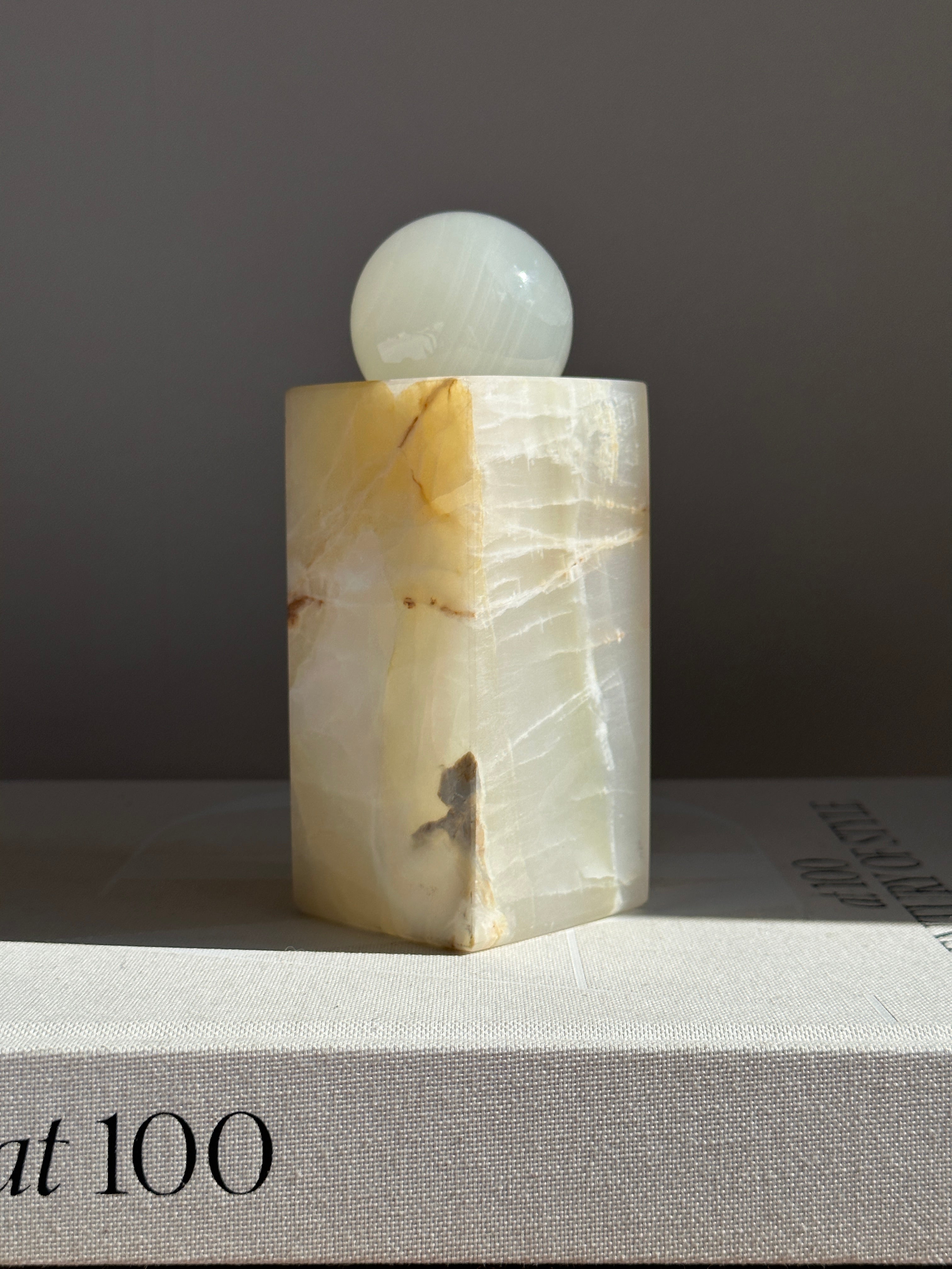 Prism White & Amber Onyx Candle Holder - Large