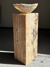 Amber Banded Plinth & Lamp