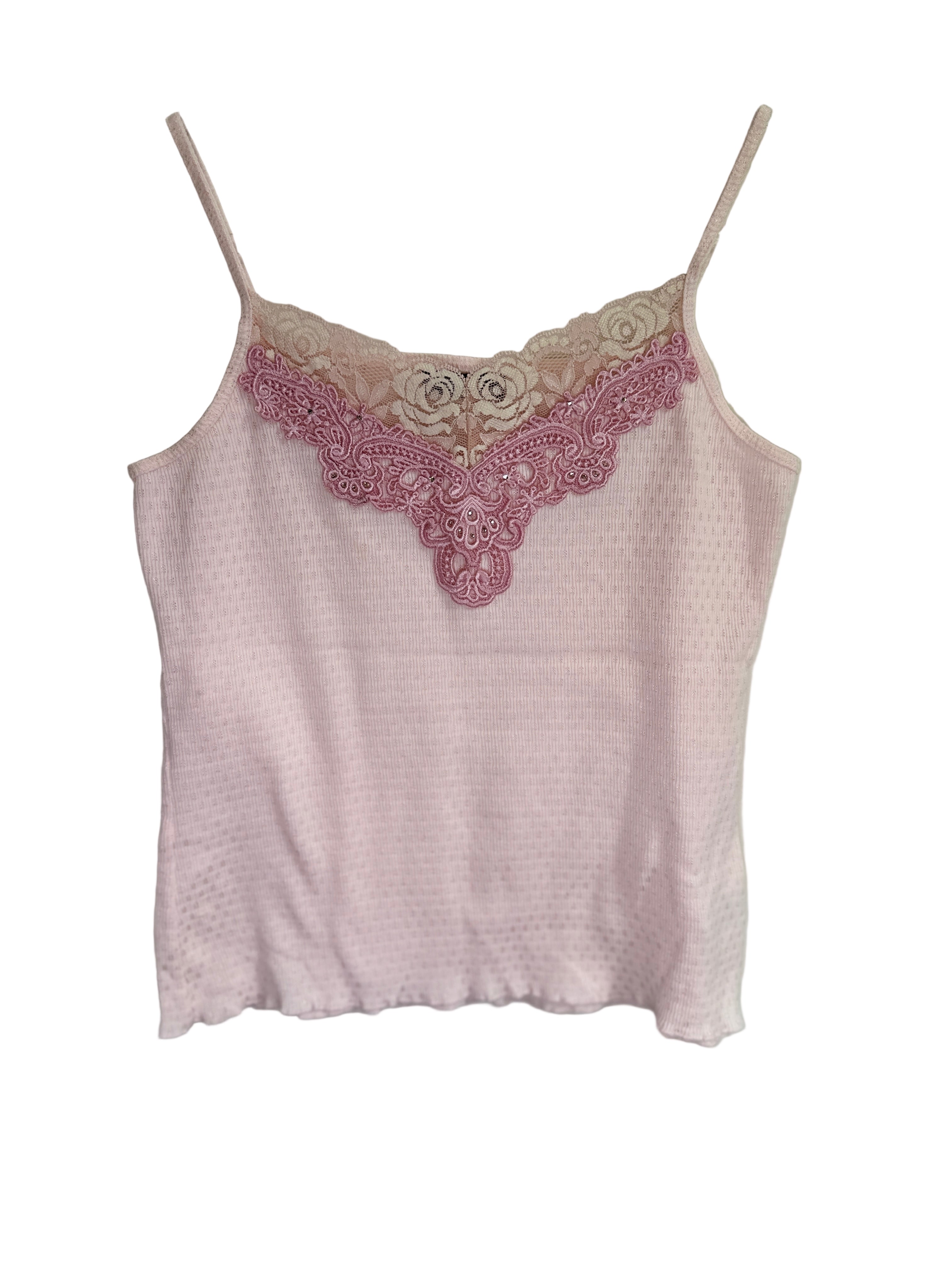 WANKO | Pink Lace Rhinestone Cami | 8