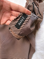 BROWN & PINK/BEIGE STRIPE HALTER NECK DRESS | 8
