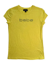 BEBE | Yellow Rhinestone Y2K Tee | M