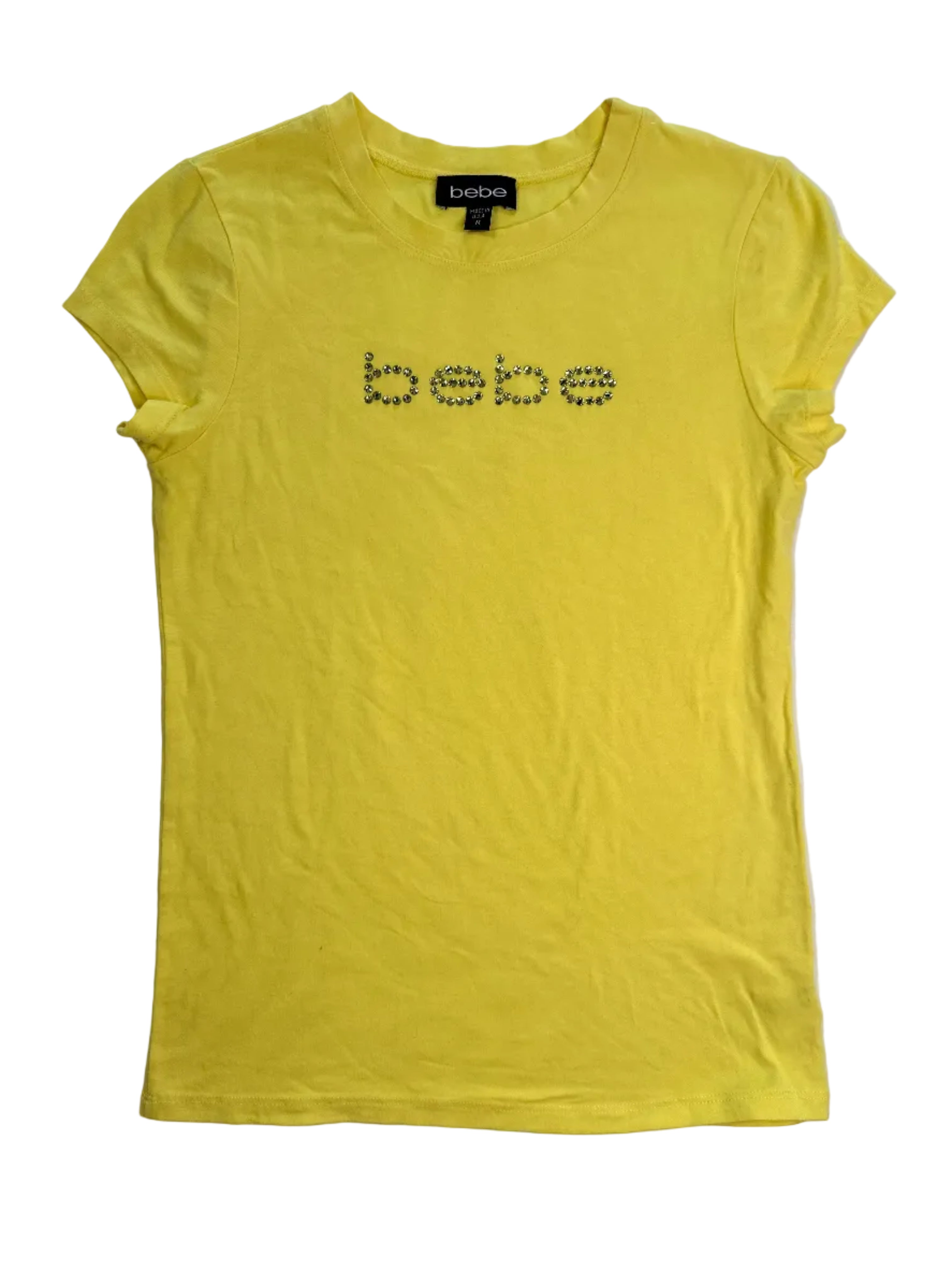 BEBE | Yellow Rhinestone Y2K Tee | M