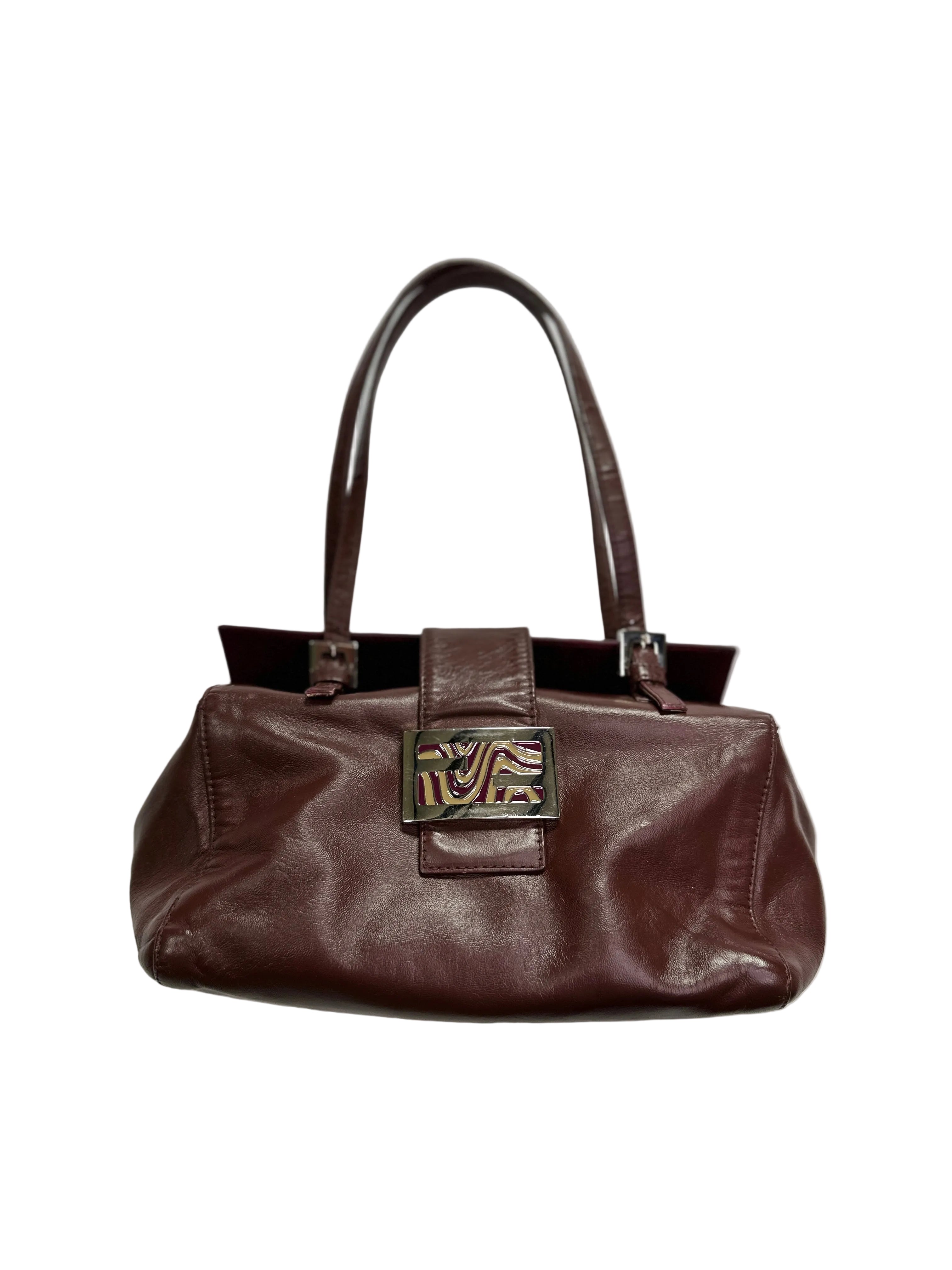 FENDI Burgundy Bento Box Bag