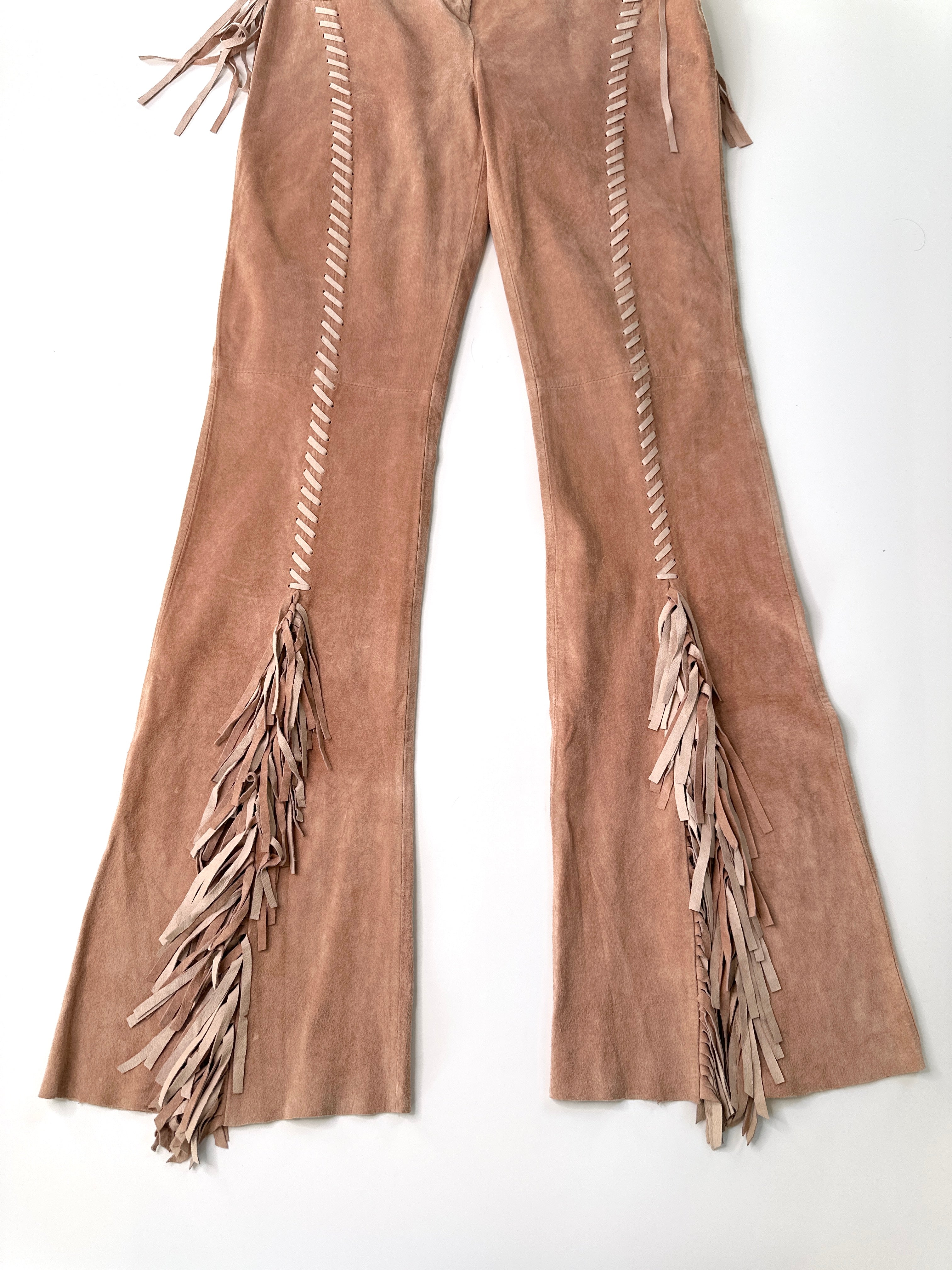 Arden B | Vintage Dusky Pink Suede Leather Cowgirl Flare Pants | 8
