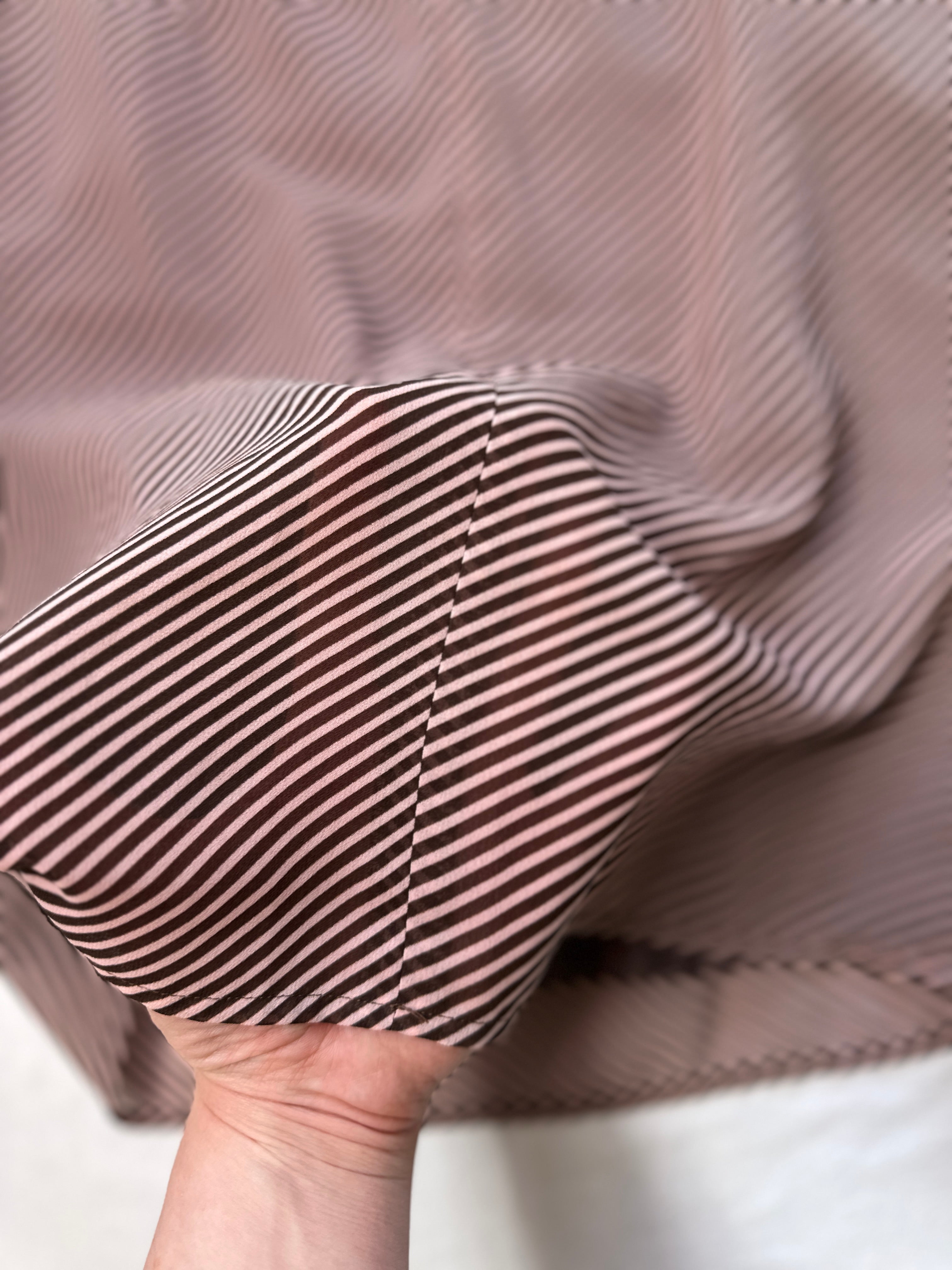 BROWN & PINK/BEIGE STRIPE HALTER NECK DRESS | 8
